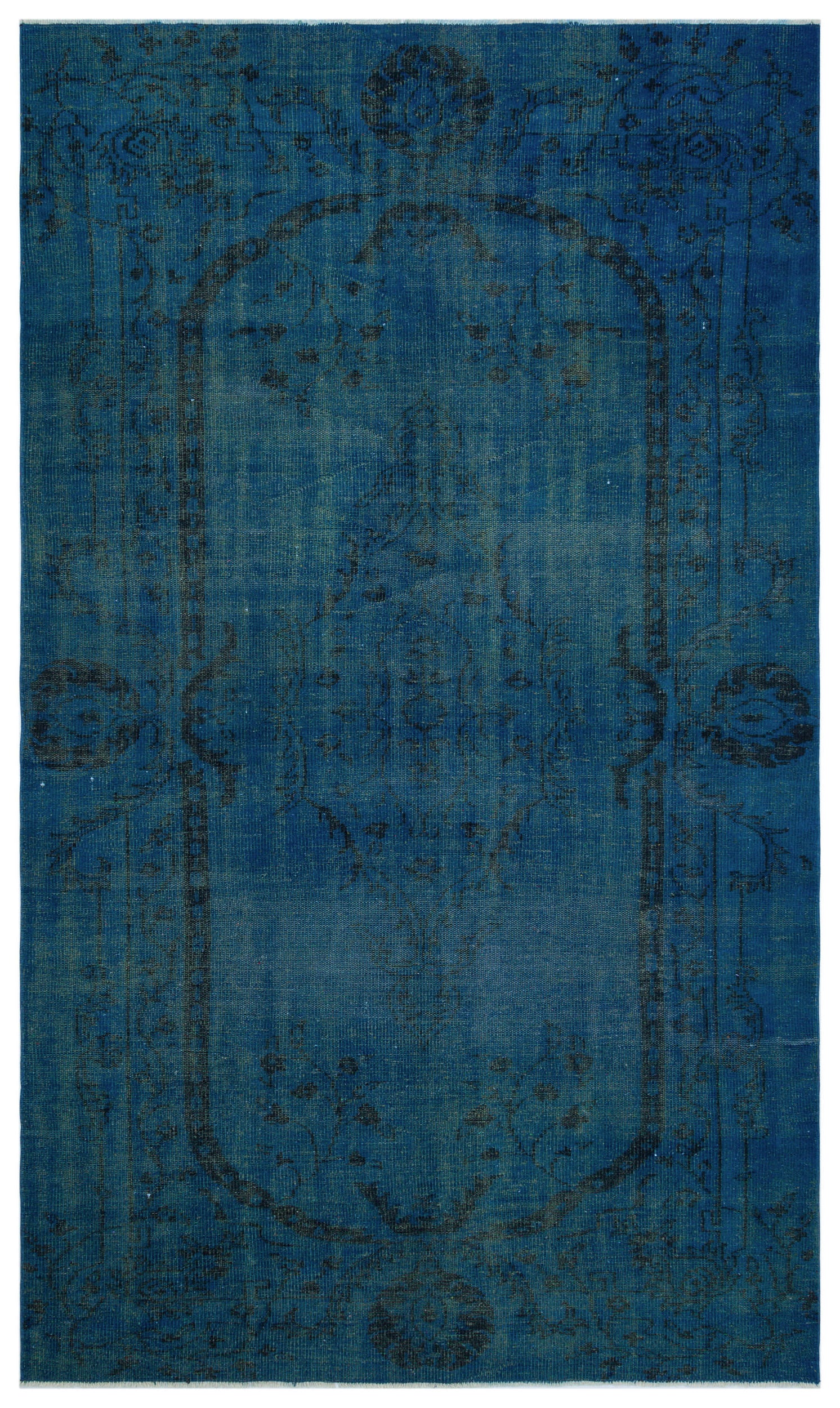 Turquoise Over Dyed Vintage Rug 5'8'' x 9'7'' ft 173 x 293 cm