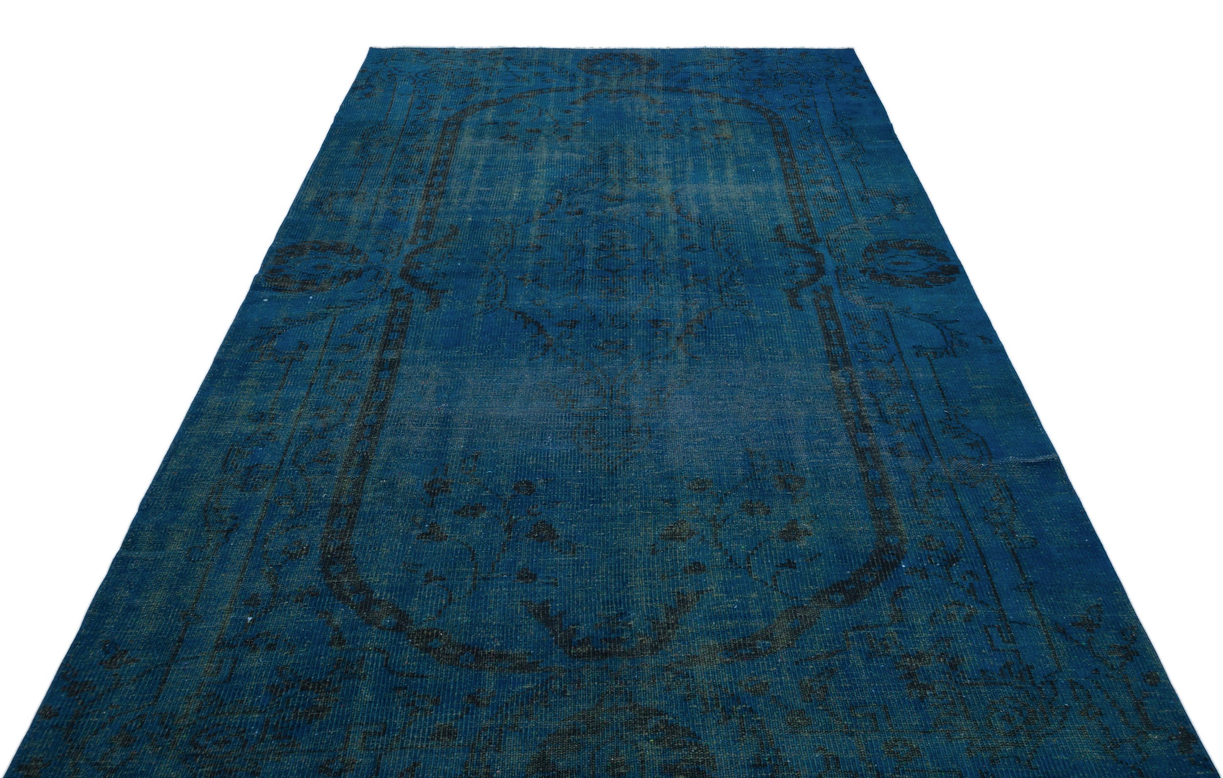 Turquoise Over Dyed Vintage Rug 5'8'' x 9'7'' ft 173 x 293 cm