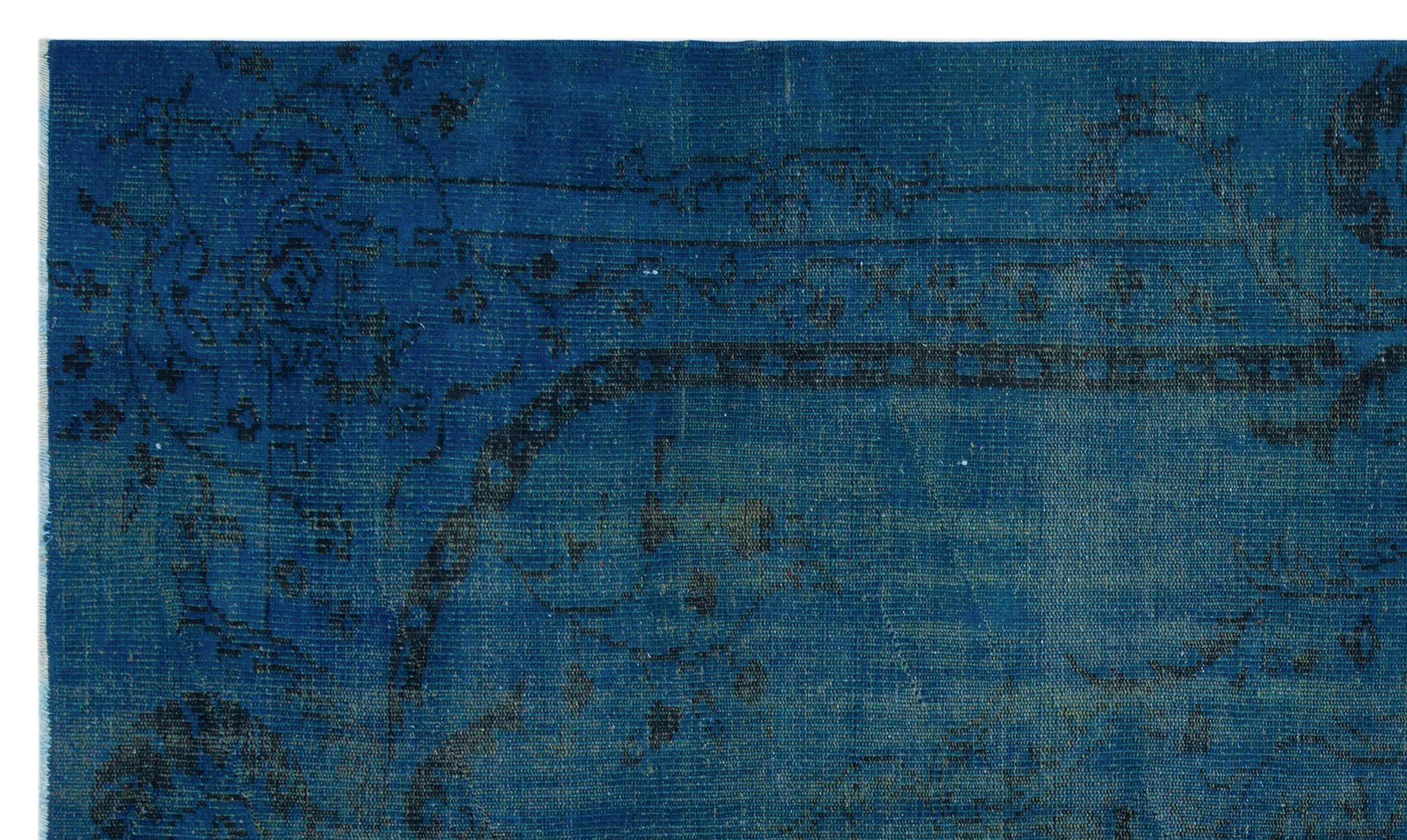 Turquoise Over Dyed Vintage Rug 5'8'' x 9'7'' ft 173 x 293 cm