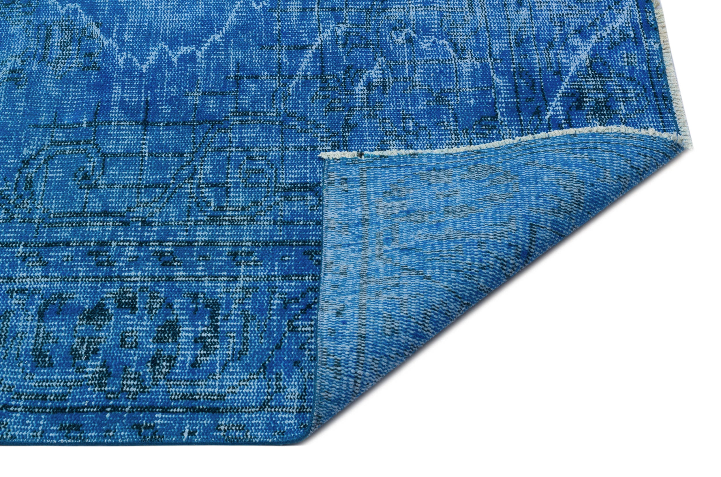 Blue Over Dyed Vintage Rug 5'10'' x 10'2'' ft 177 x 309 cm