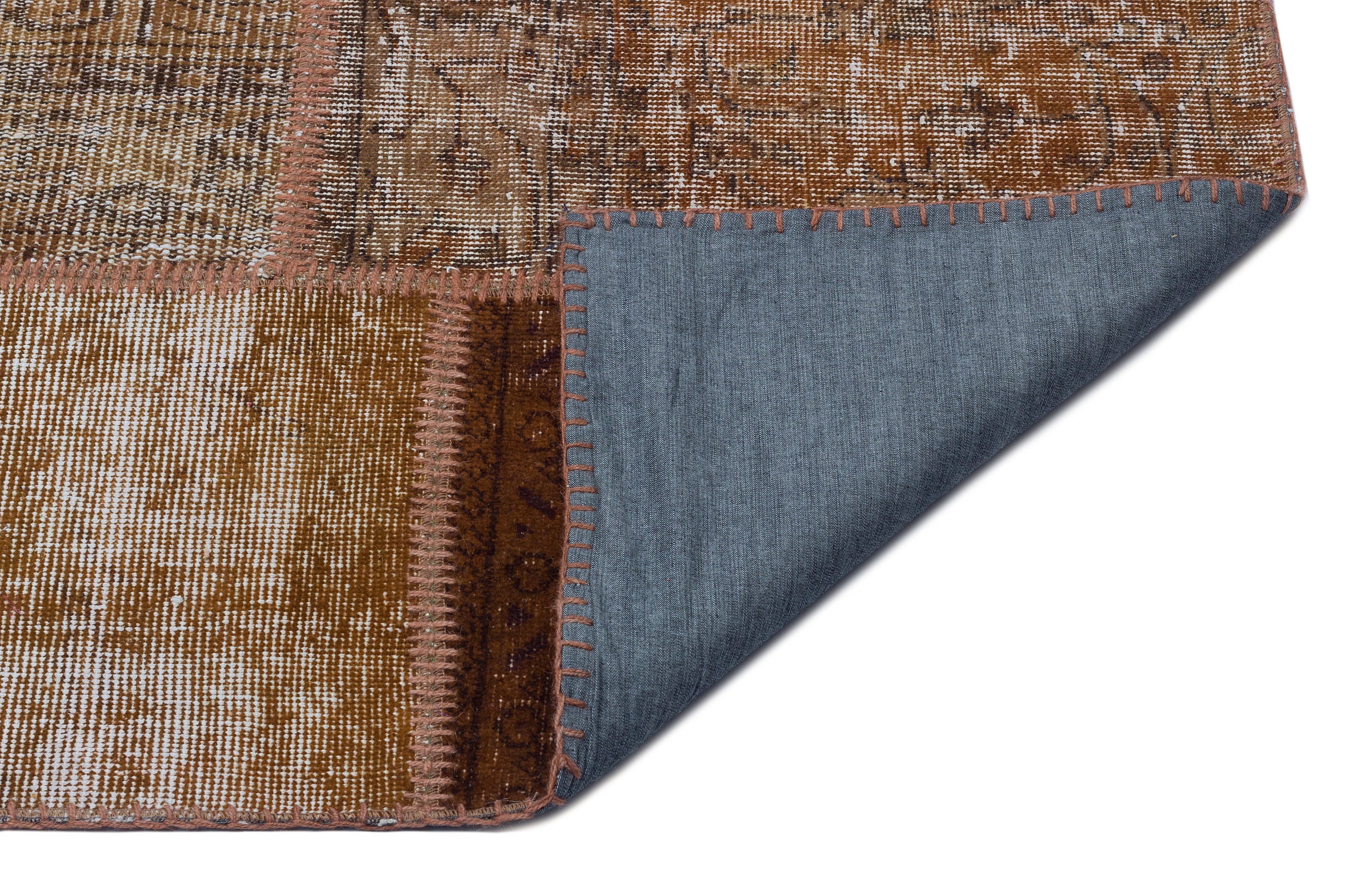 Brown Over Dyed Patchwork Unique Rug 9'1'' x 12'0'' ft 277 x 366 cm