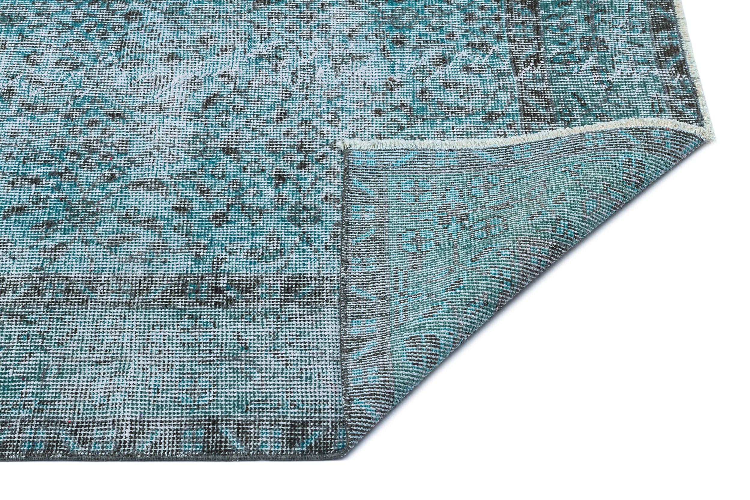 Retro Design Stone Blue Over Dyed Vintage Rug 5'3'' x 8'10'' ft 160 x 270 cm