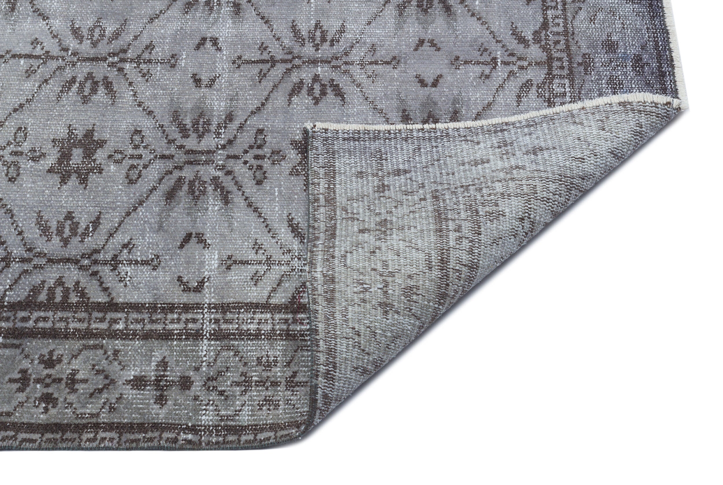 Gray Over Dyed Vintage Rug 5'5'' x 8'8'' ft 166 x 265 cm