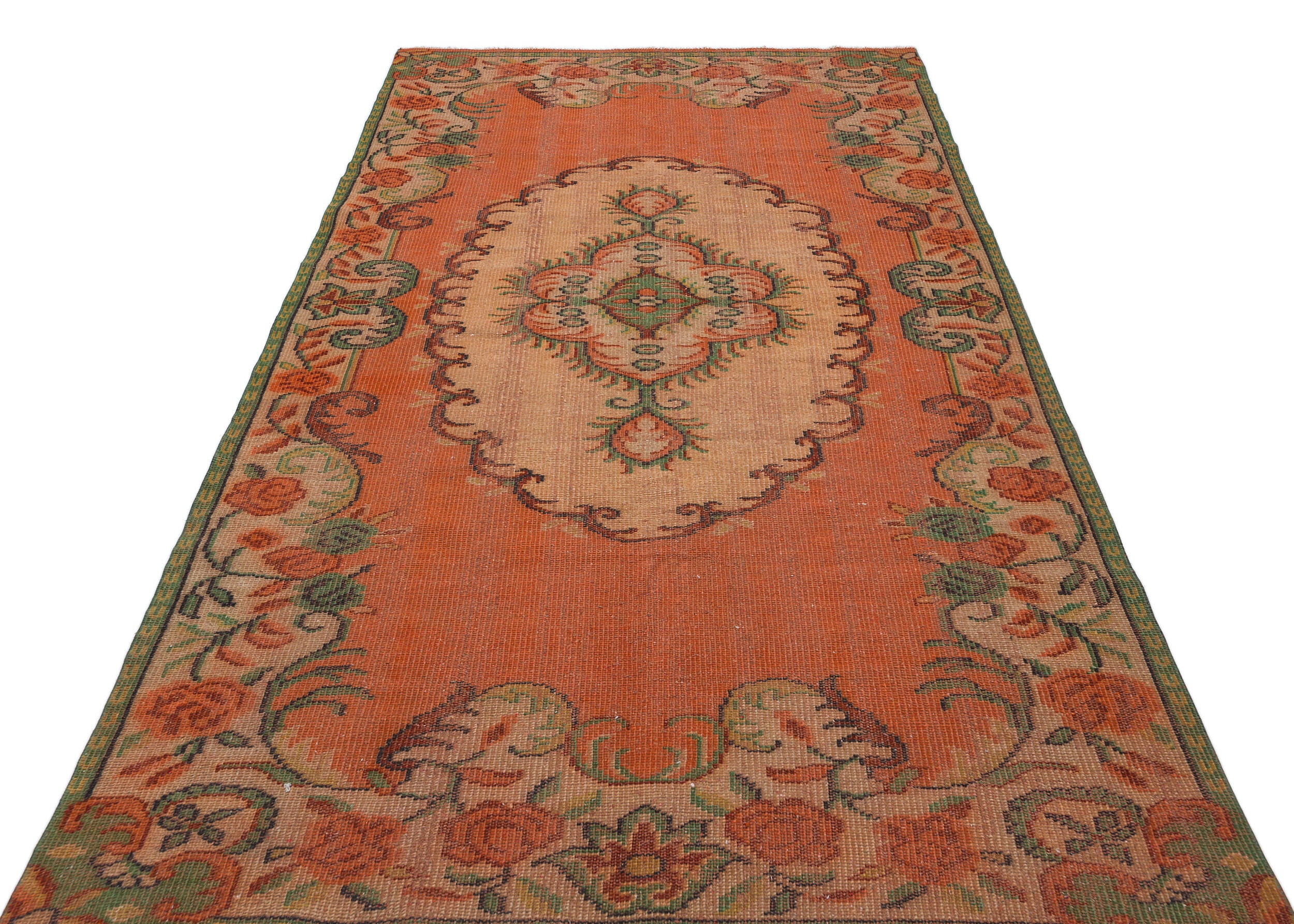 Orange Over Dyed Vintage Rug 5'3'' x 8'11'' ft 161 x 271 cm