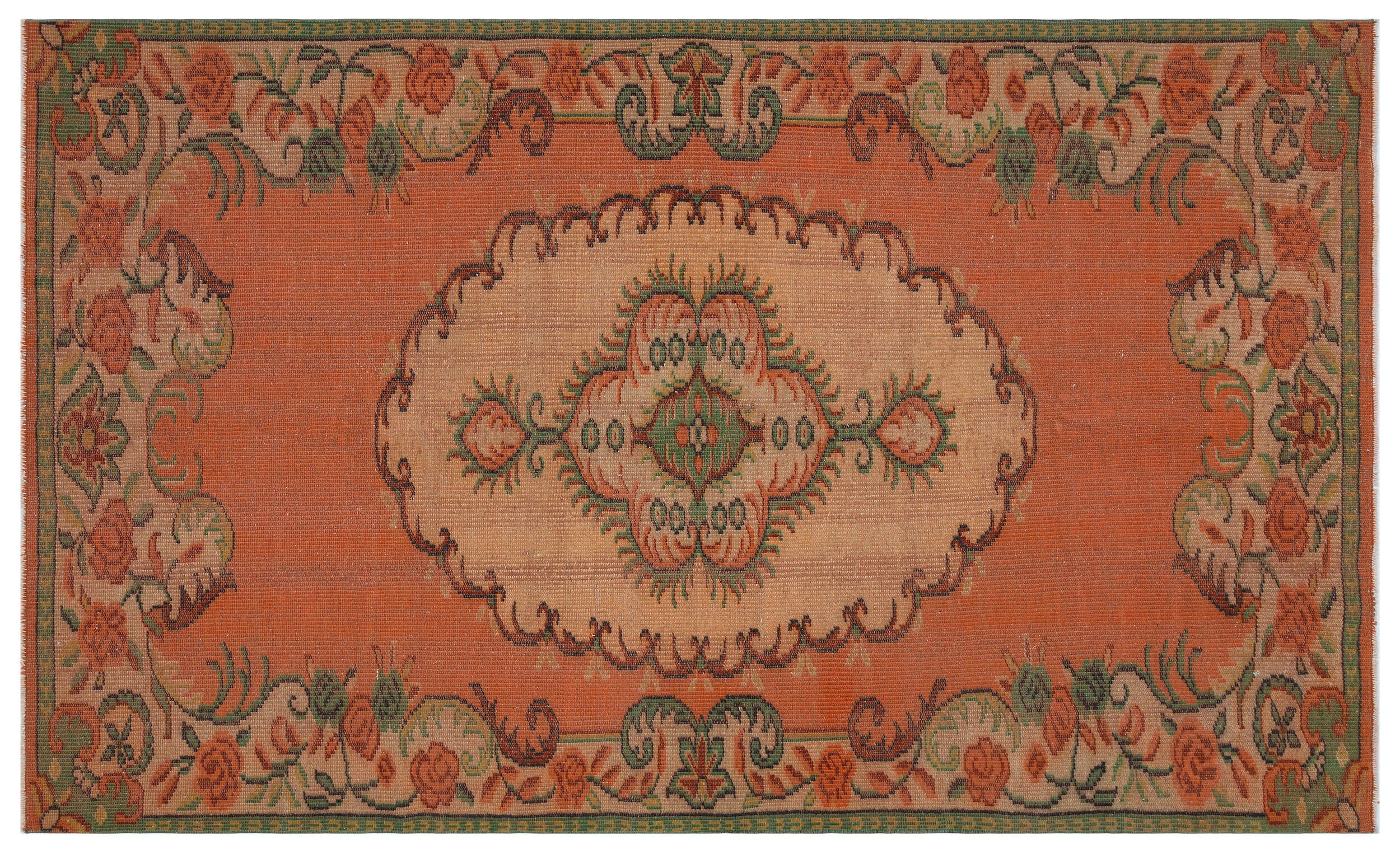 Orange Over Dyed Vintage Rug 5'3'' x 8'11'' ft 161 x 271 cm