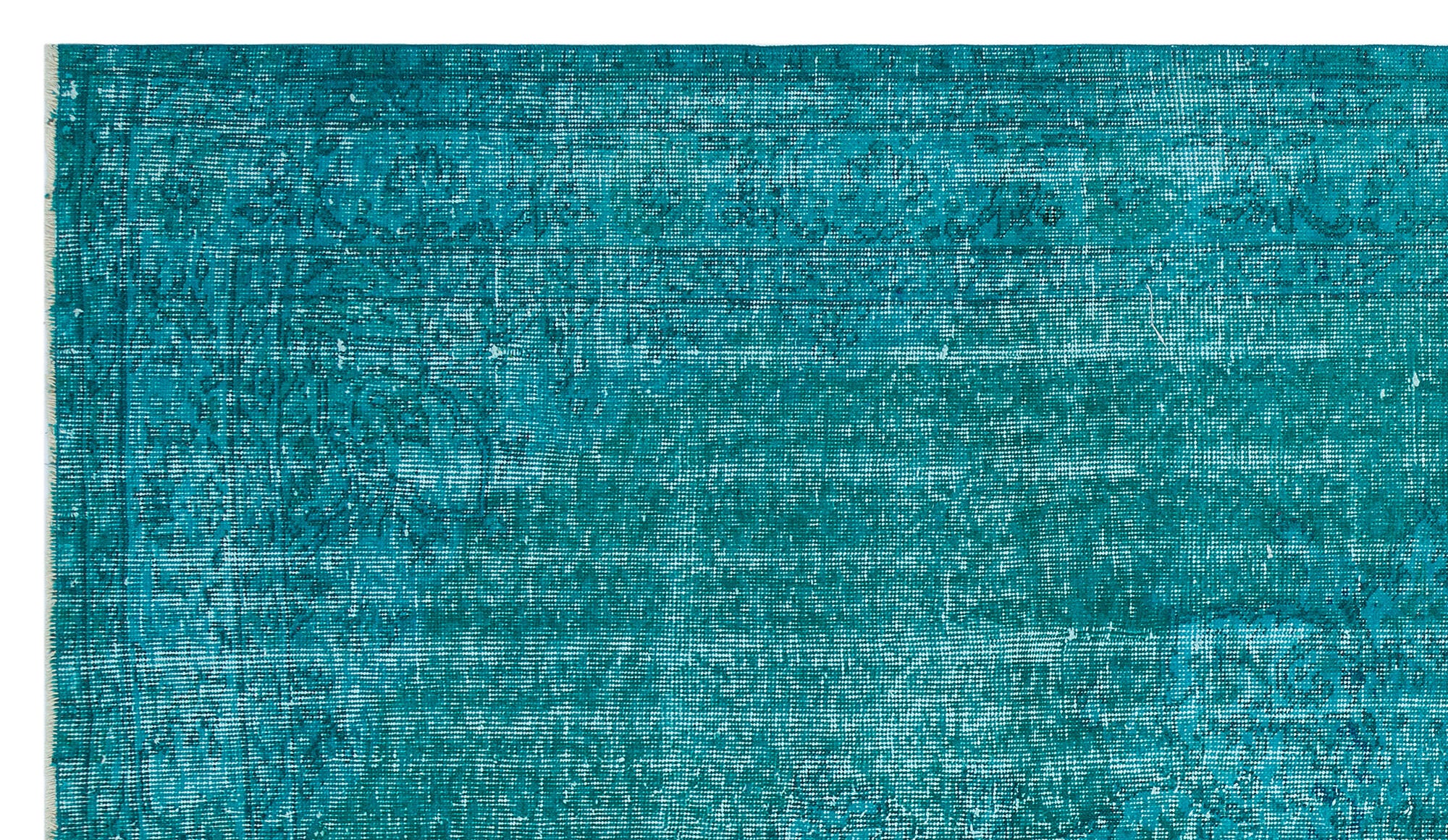 Turquoise Over Dyed Vintage Rug 4'11'' x 8'9'' ft 150 x 267 cm
