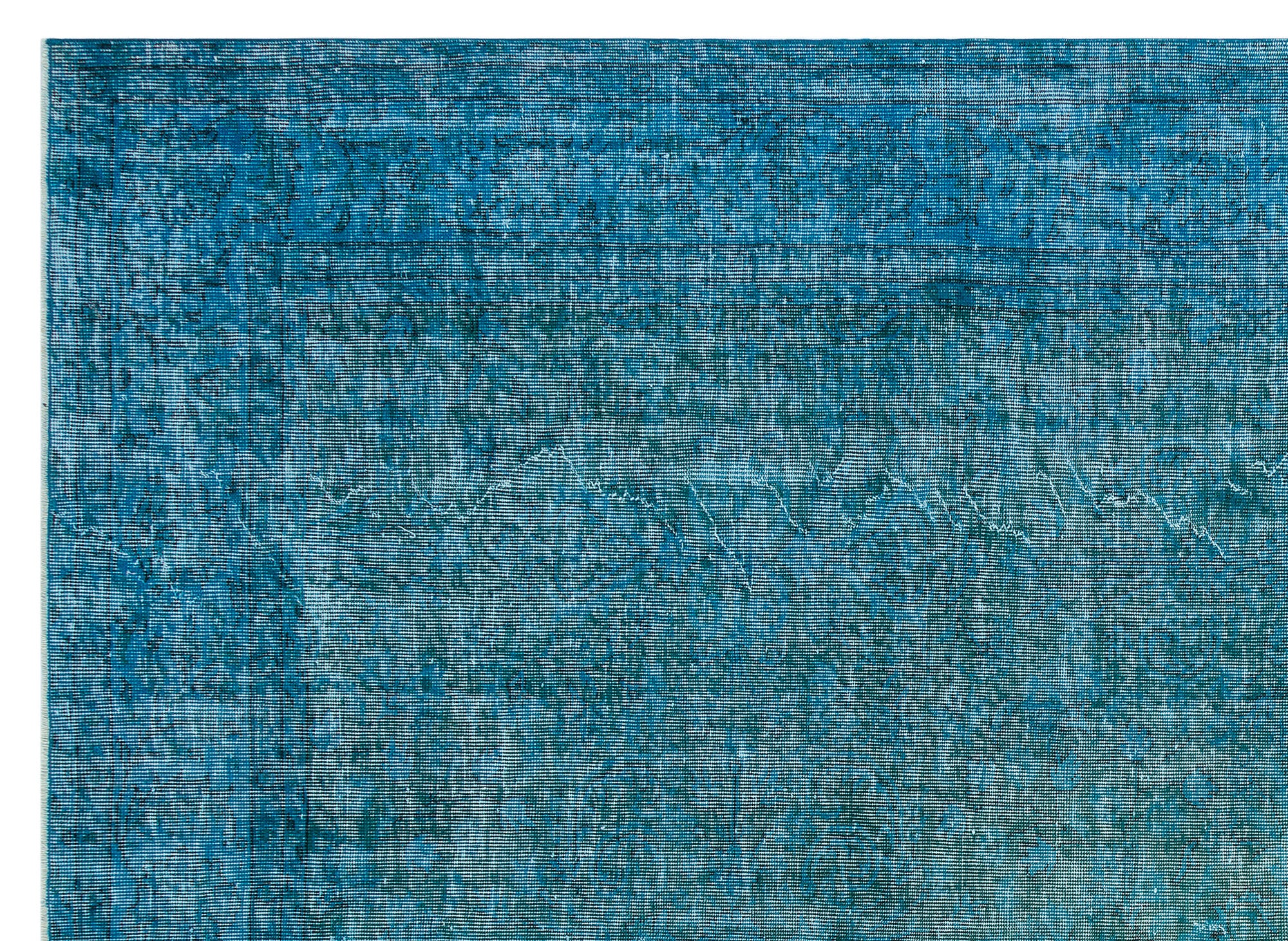 Turquoise Over Dyed Vintage Rug 7'7'' x 10'3'' ft 231 x 313 cm