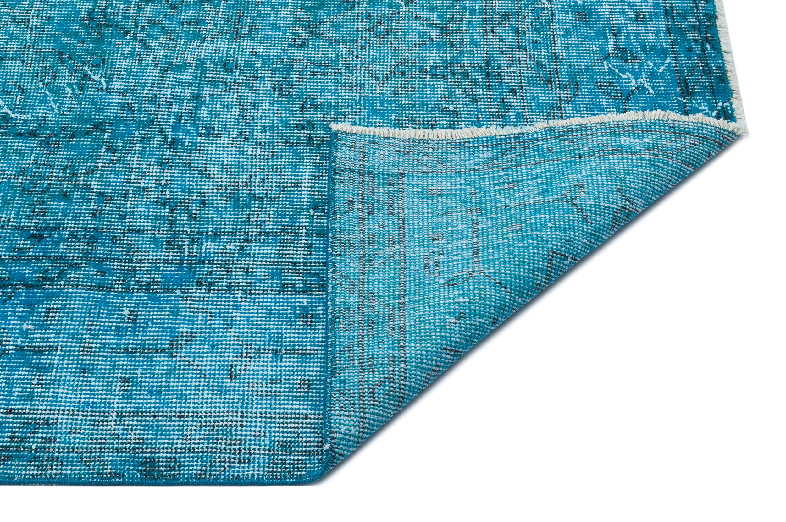 Turquoise Over Dyed Vintage Rug 6'4'' x 10'1'' ft 192 x 308 cm