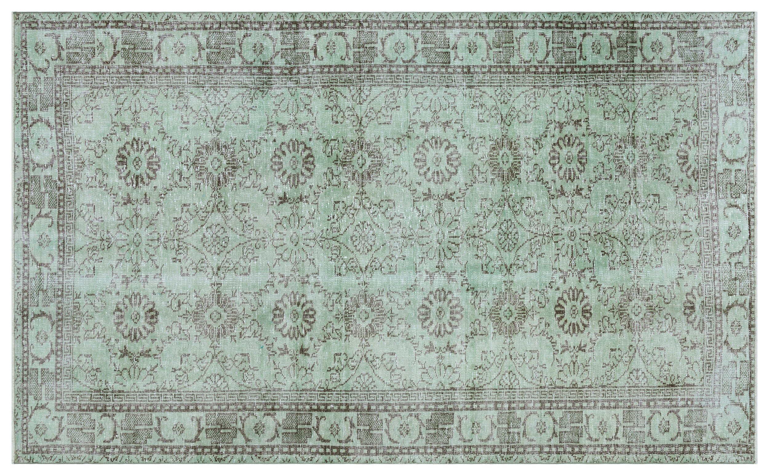 Green Over Dyed Vintage Rug 5'10'' x 9'5'' ft 178 x 286 cm