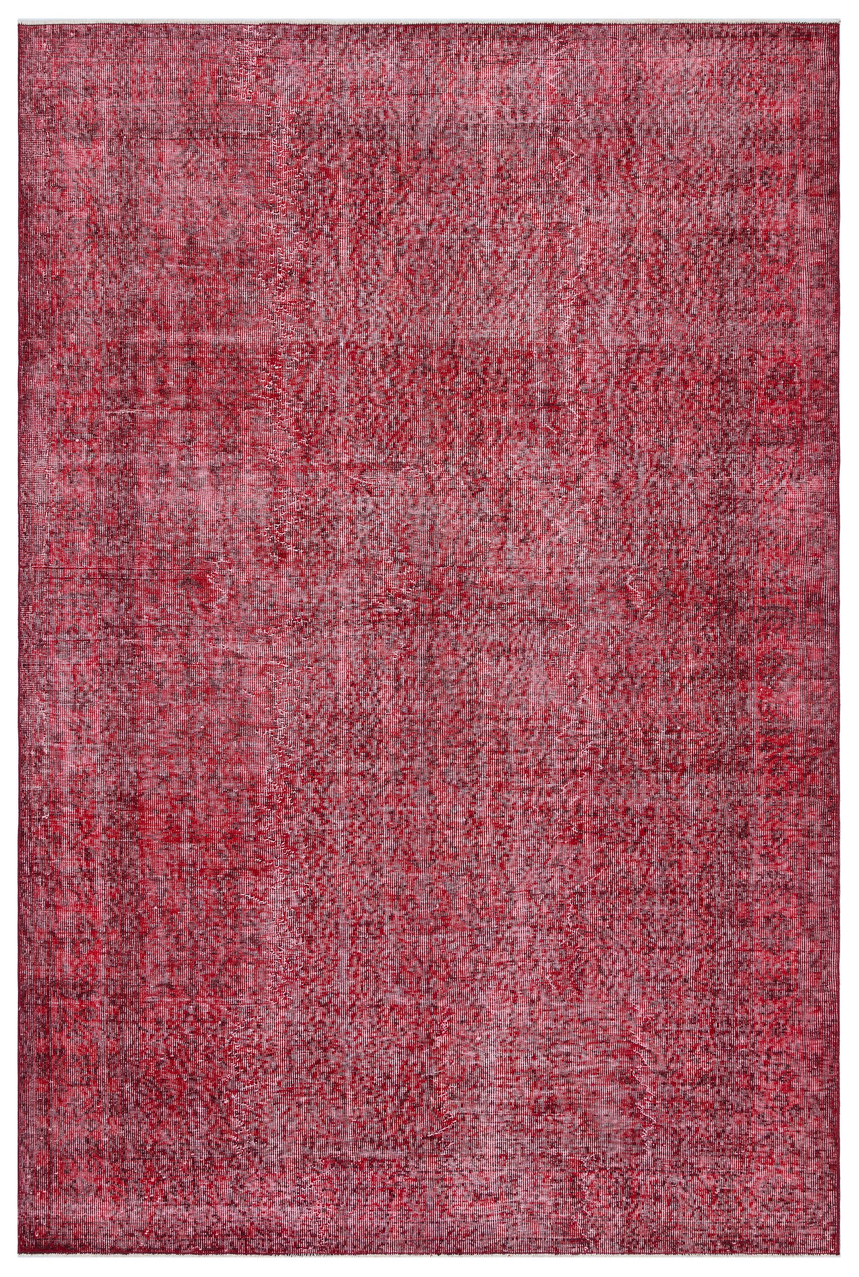 Red Over Dyed Vintage Rug 6'2'' x 9'5'' ft 189 x 286 cm