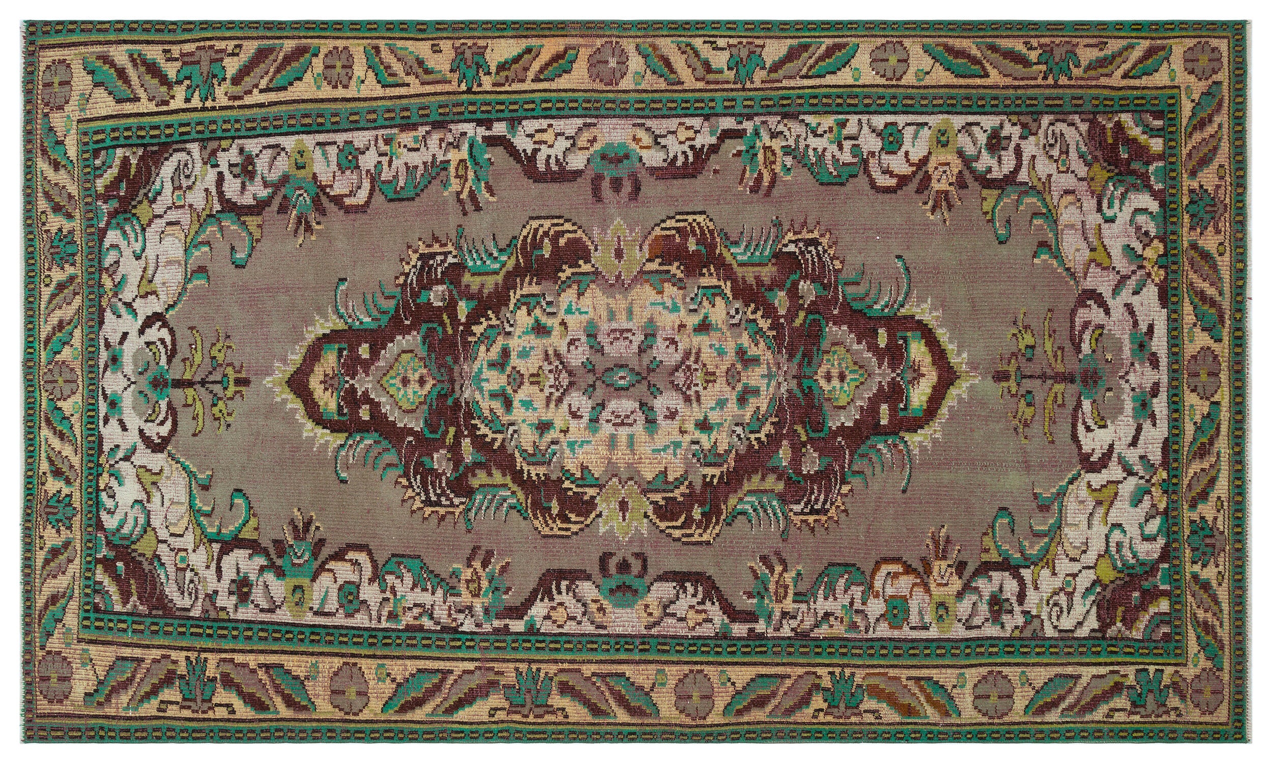 Naturel Over Dyed Vintage Rug 5'2'' x 8'11'' ft 158 x 271 cm