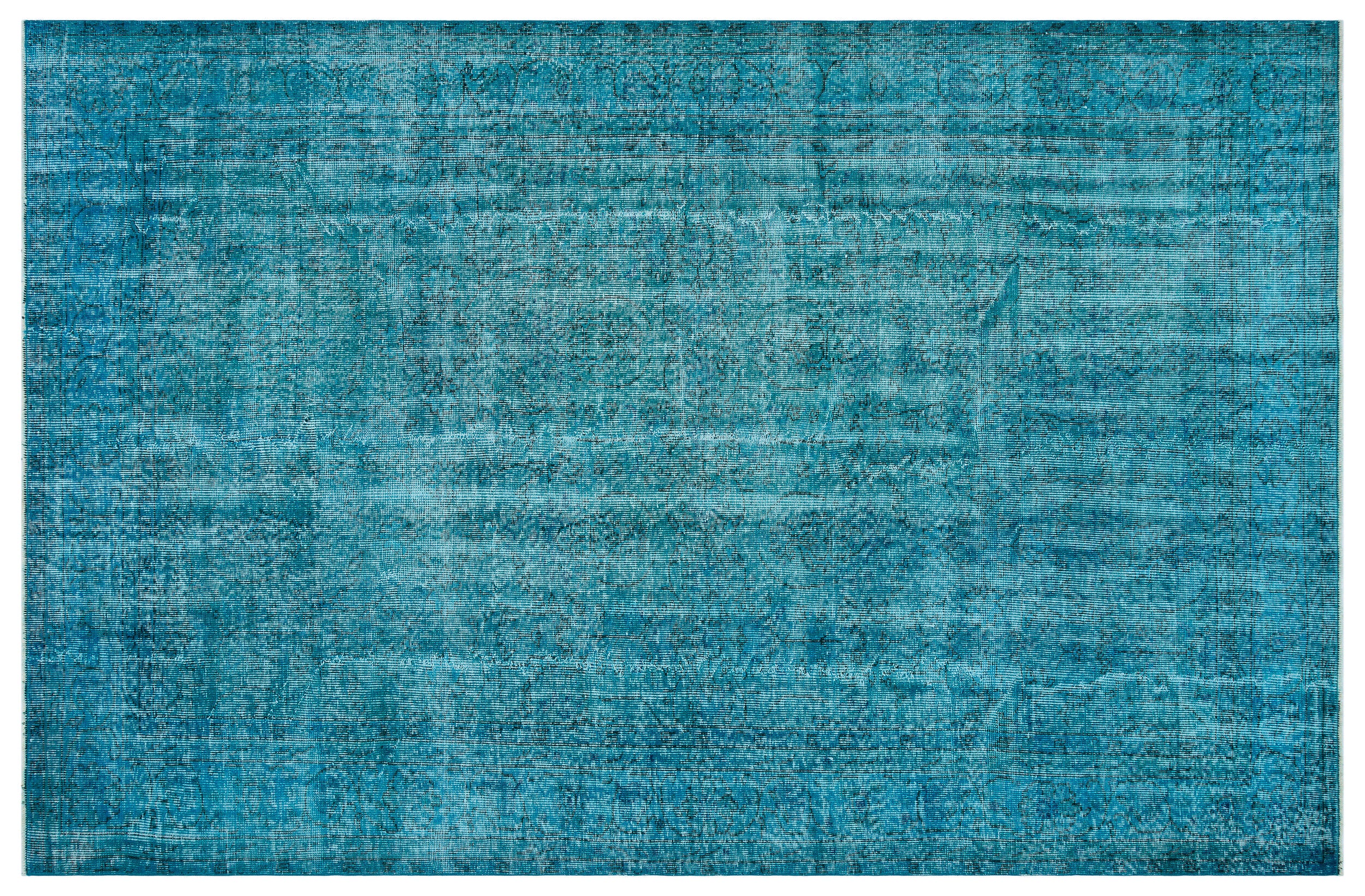 Turquoise Over Dyed Vintage Rug 6'4'' x 9'11'' ft 194 x 303 cm