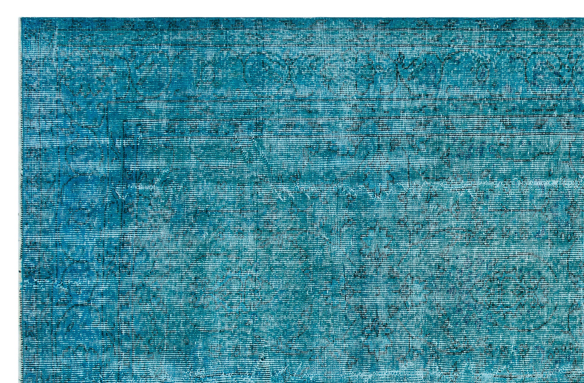 Turquoise Over Dyed Vintage Rug 6'4'' x 9'11'' ft 194 x 303 cm