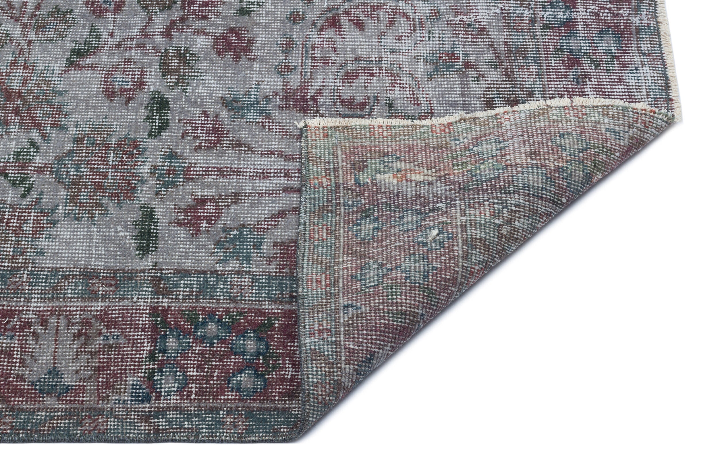 Gray Over Dyed Vintage Rug 5'6'' x 8'10'' ft 167 x 268 cm