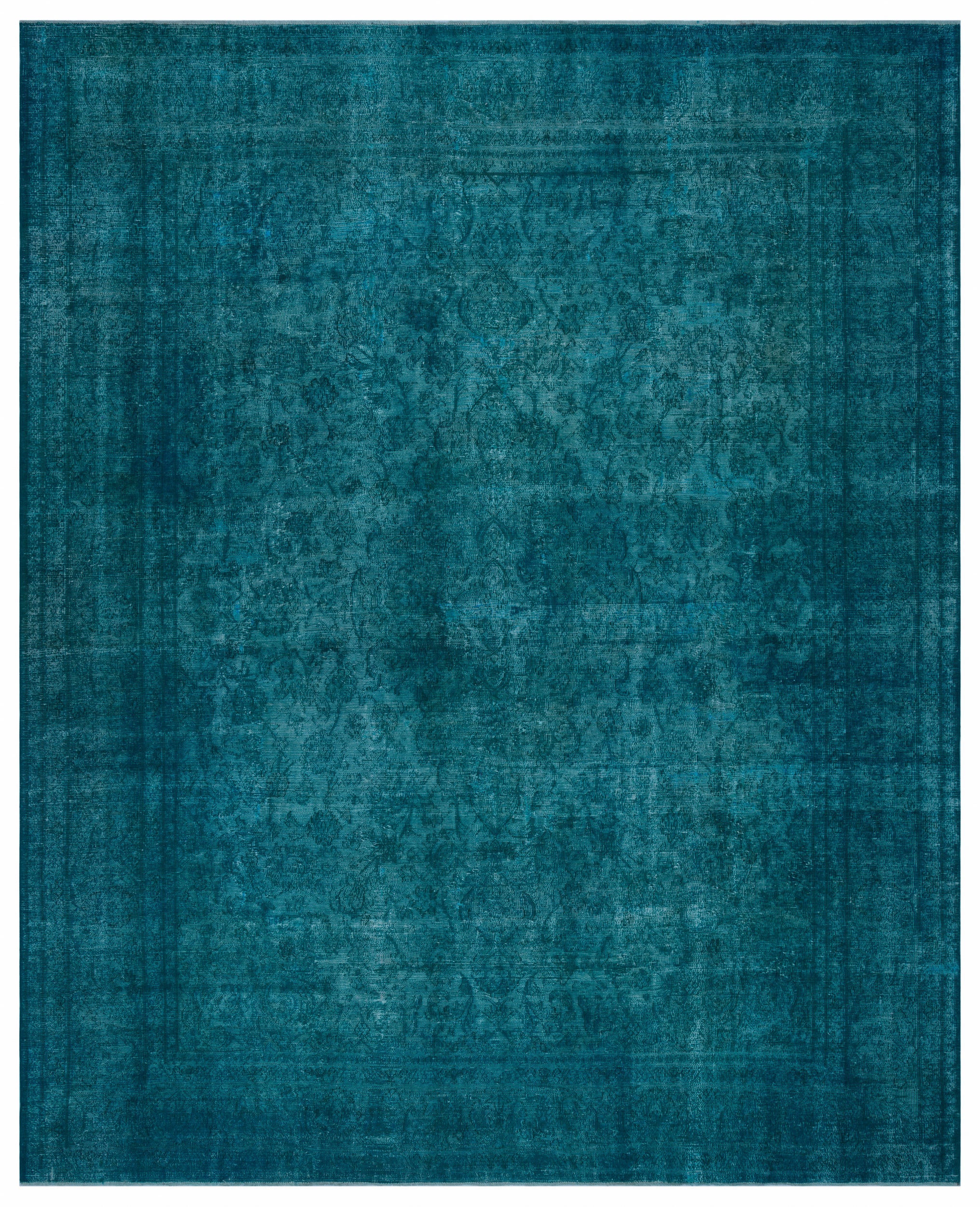 Turquoise Over Dyed Vintage XLarge Rug 9'10'' x 12'2'' ft 300 x 372 cm
