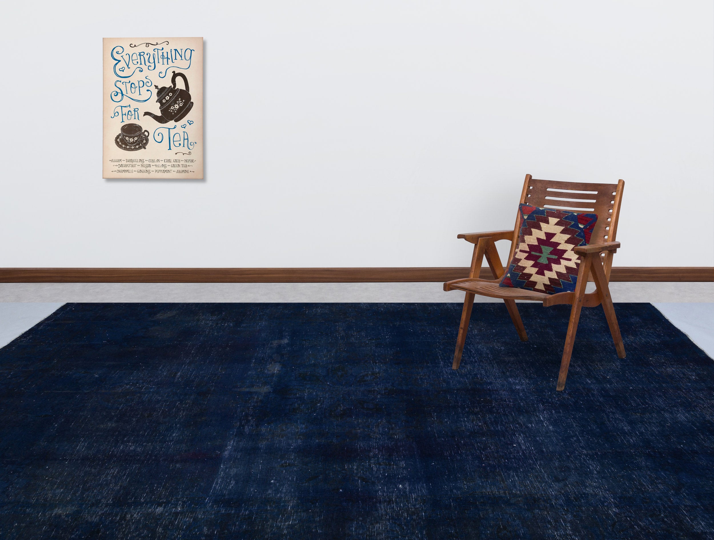 Turquoise Over Dyed Vintage XLarge Rug 6'9'' x 10'1'' ft 205 x 308 cm