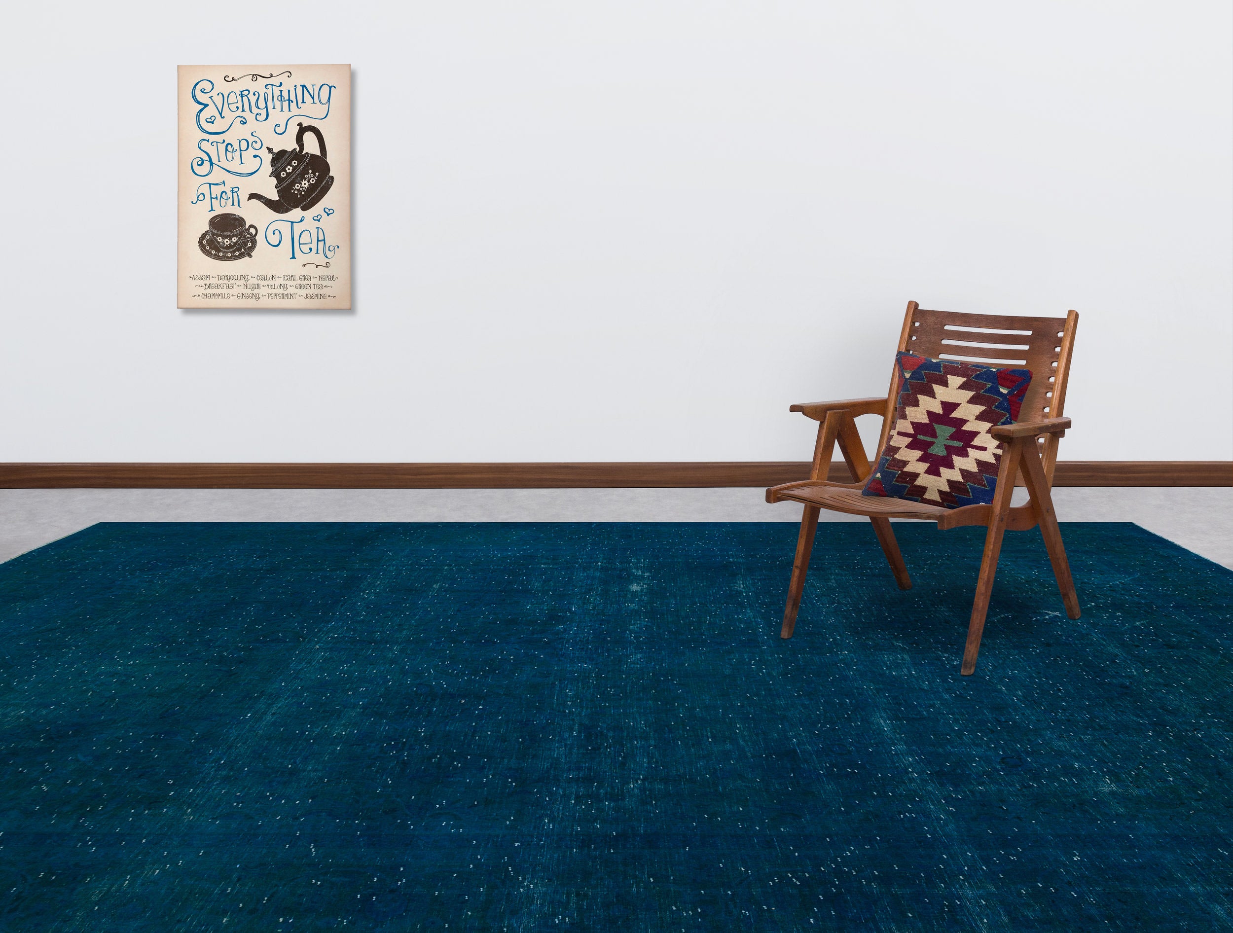 Turquoise Over Dyed Vintage XLarge Rug 9'10'' x 14'0'' ft 300 x 427 cm
