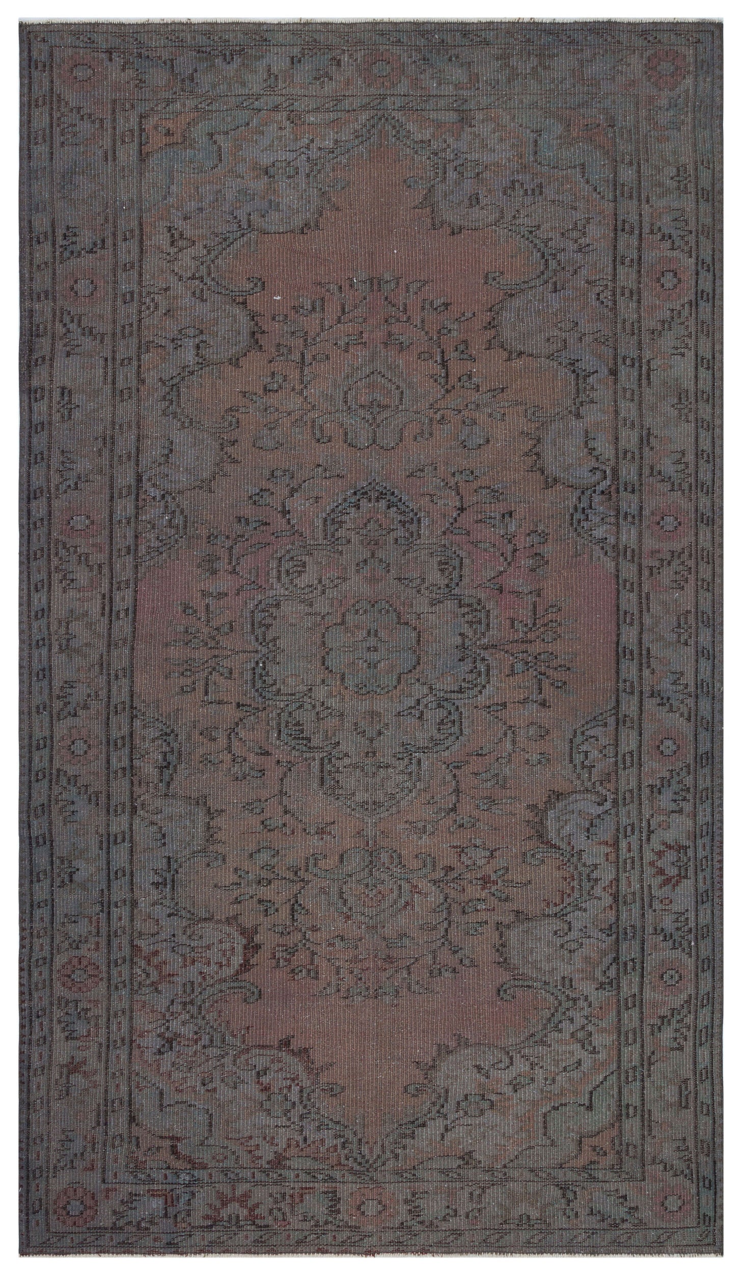 Gray Over Dyed Vintage Rug 5'3'' x 9'2'' ft 160 x 280 cm