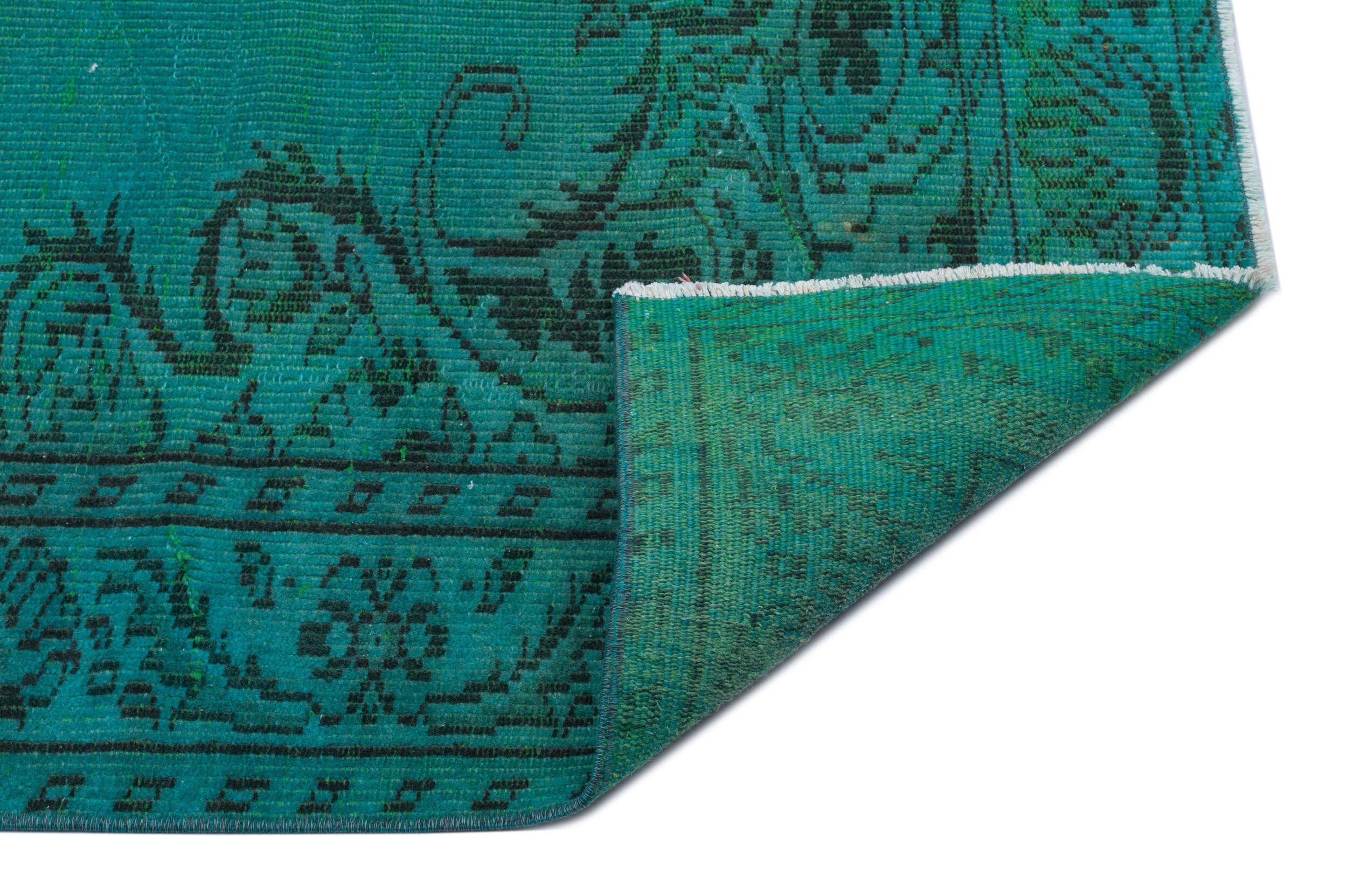 Traditional Design Turquoise Over Dyed Vintage Rug 5'10'' x 8'4'' ft 178 x 255 cm