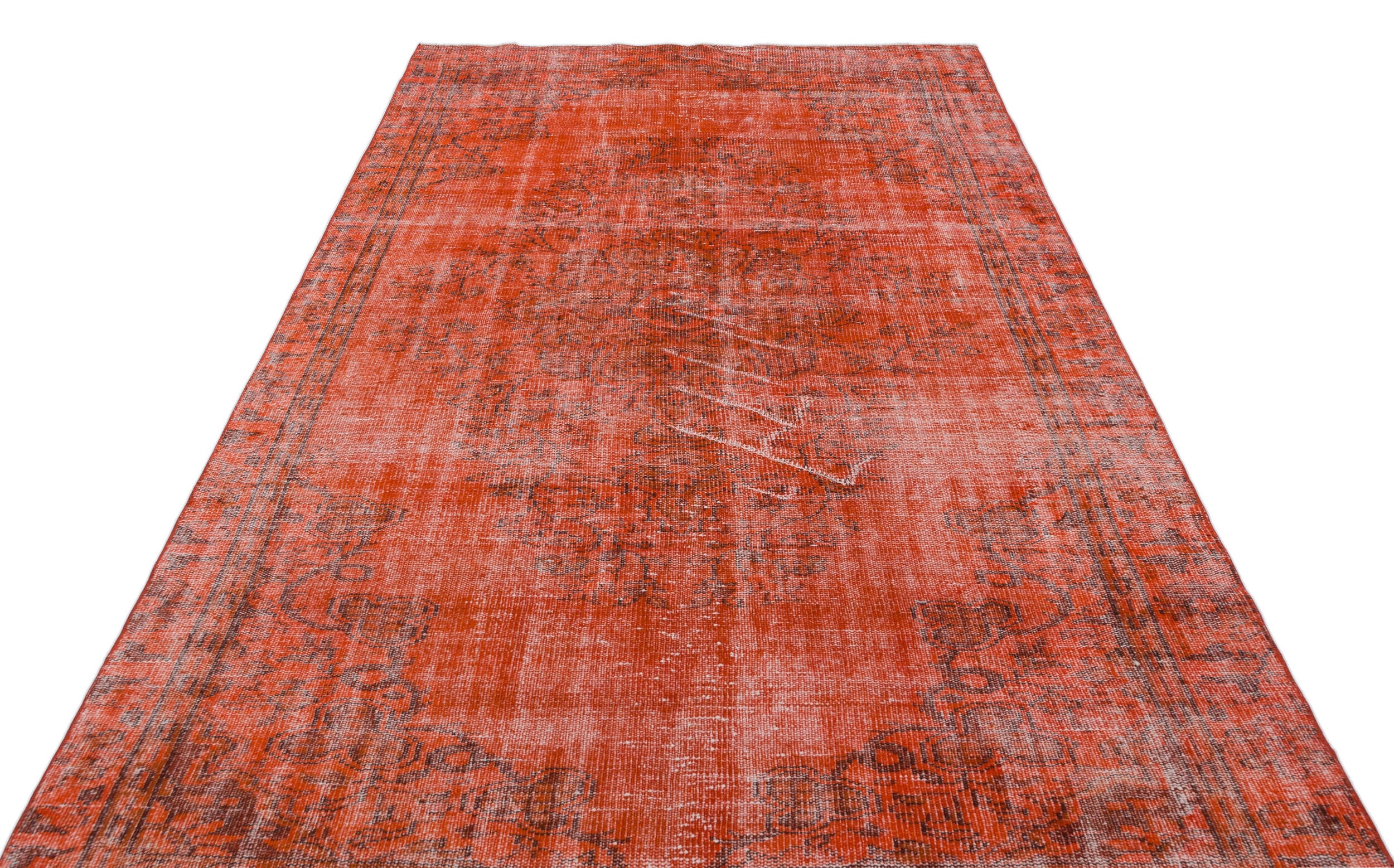 Orange Over Dyed Vintage Rug 5'8'' x 9'5'' ft 173 x 286 cm