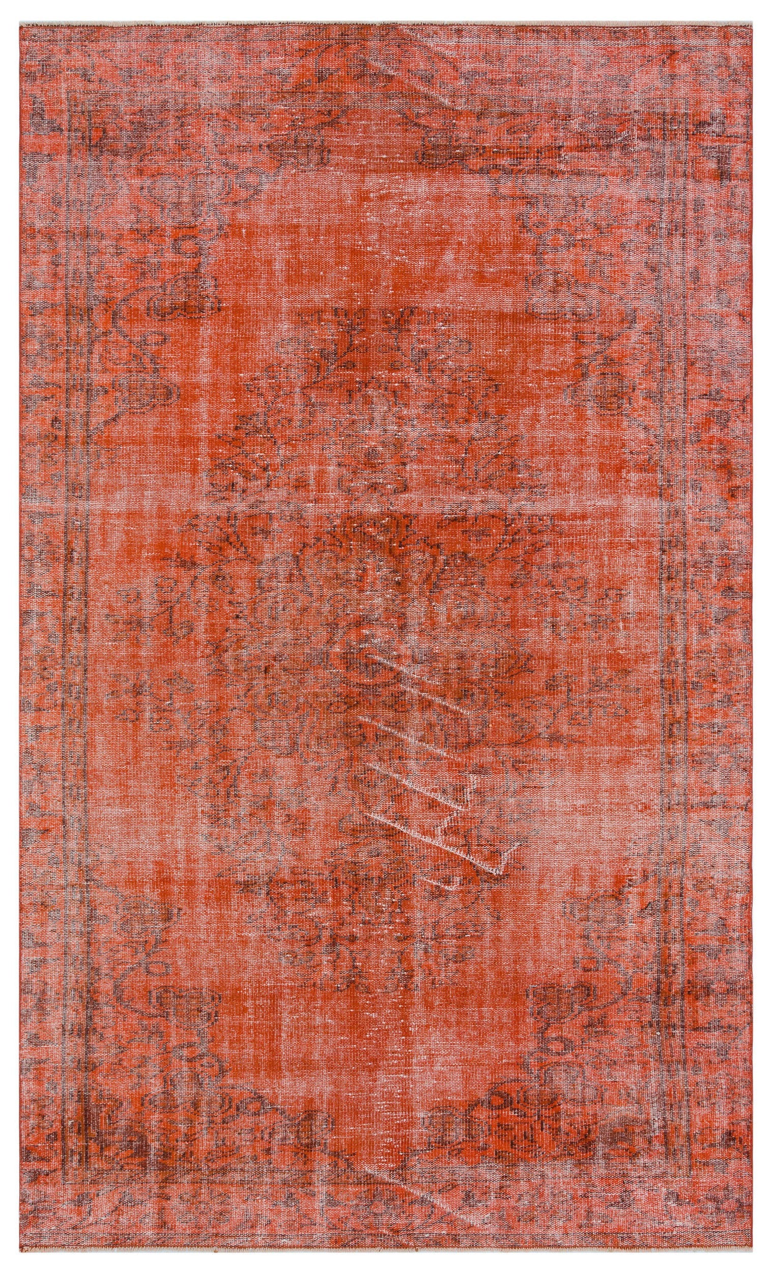 Orange Over Dyed Vintage Rug 5'8'' x 9'5'' ft 173 x 286 cm