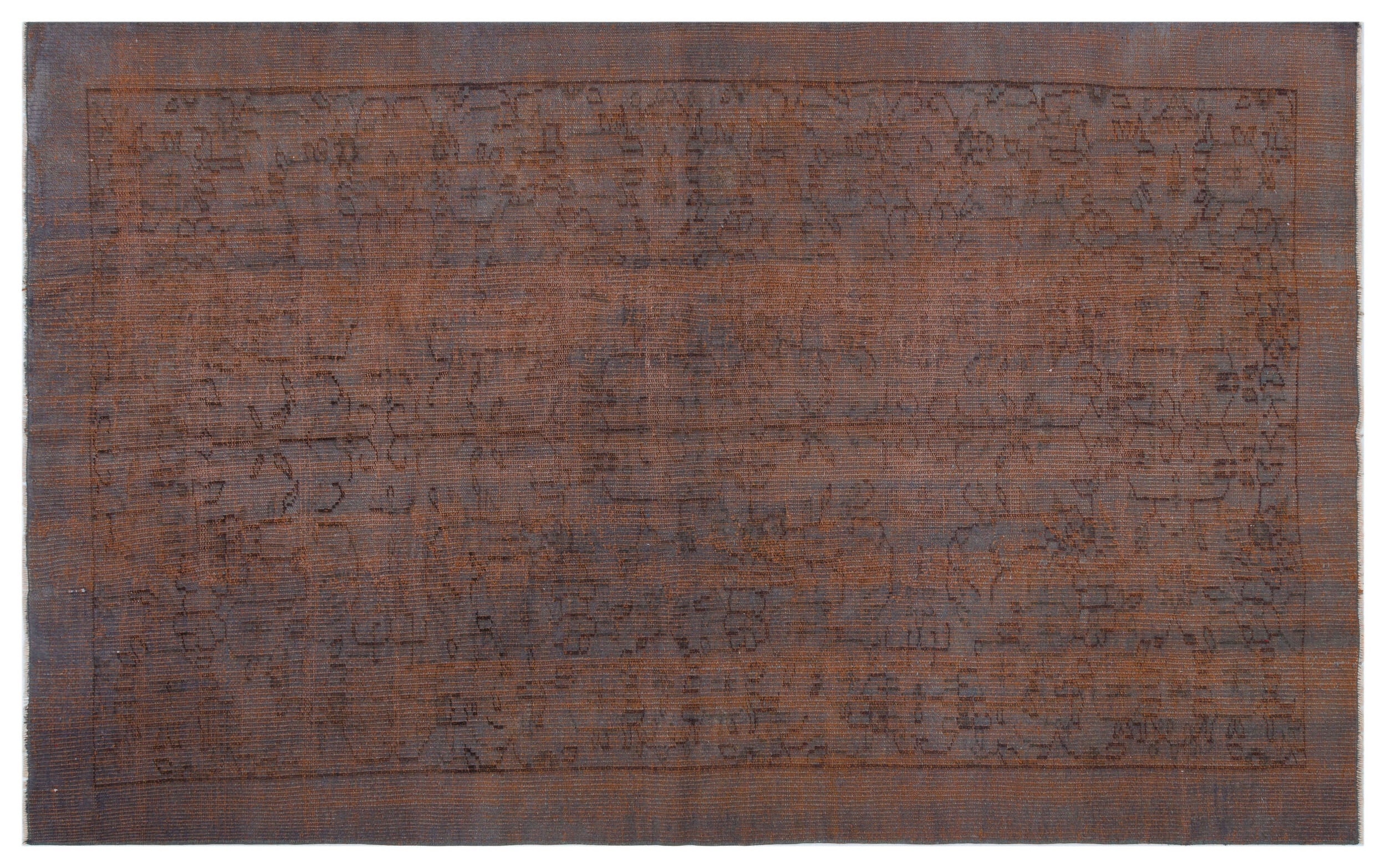 Brown Over Dyed Vintage Rug 5'1'' x 8'5'' ft 156 x 257 cm