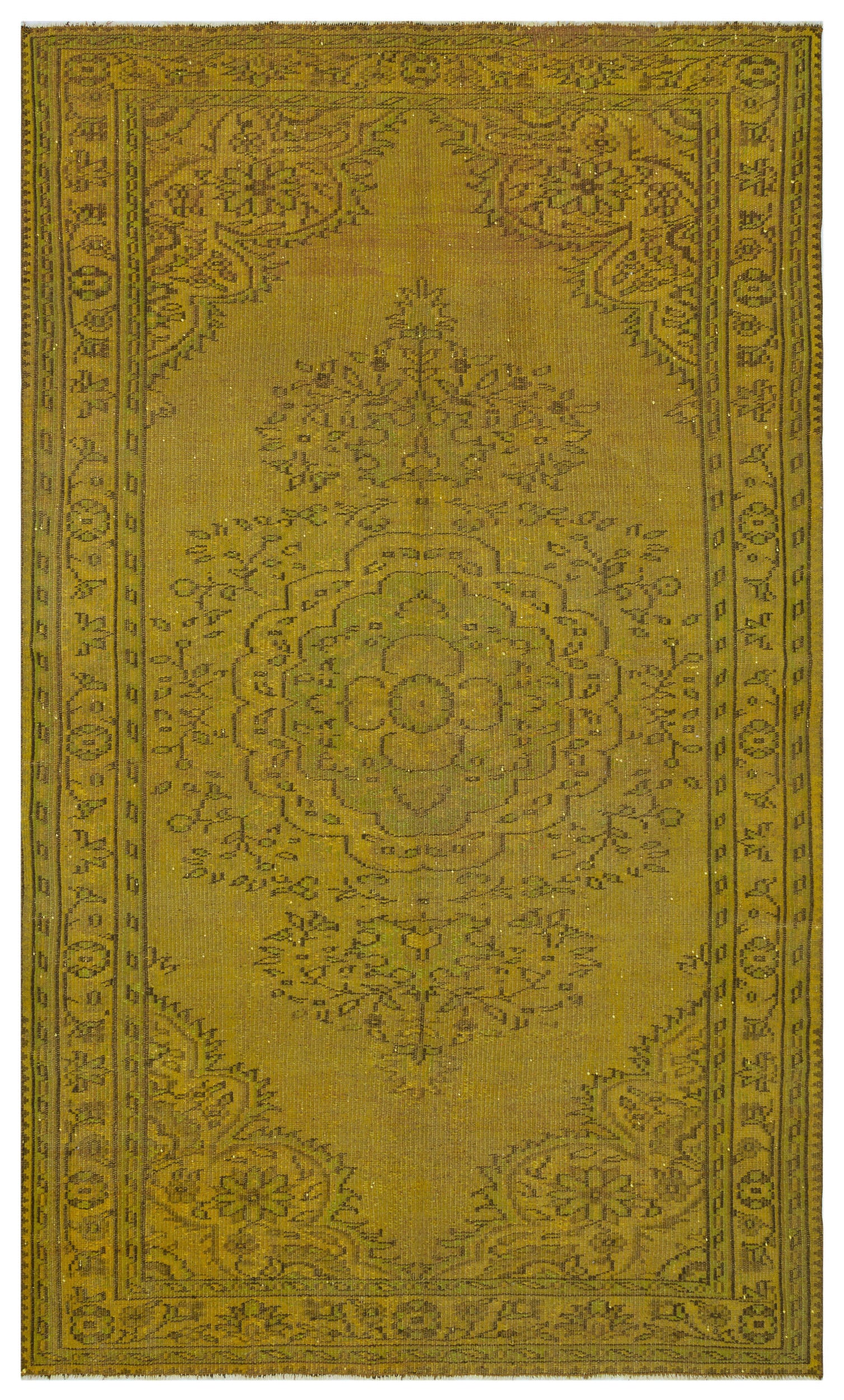 Yellow Over Dyed Vintage Rug 5'10'' x 9'5'' ft 177 x 288 cm