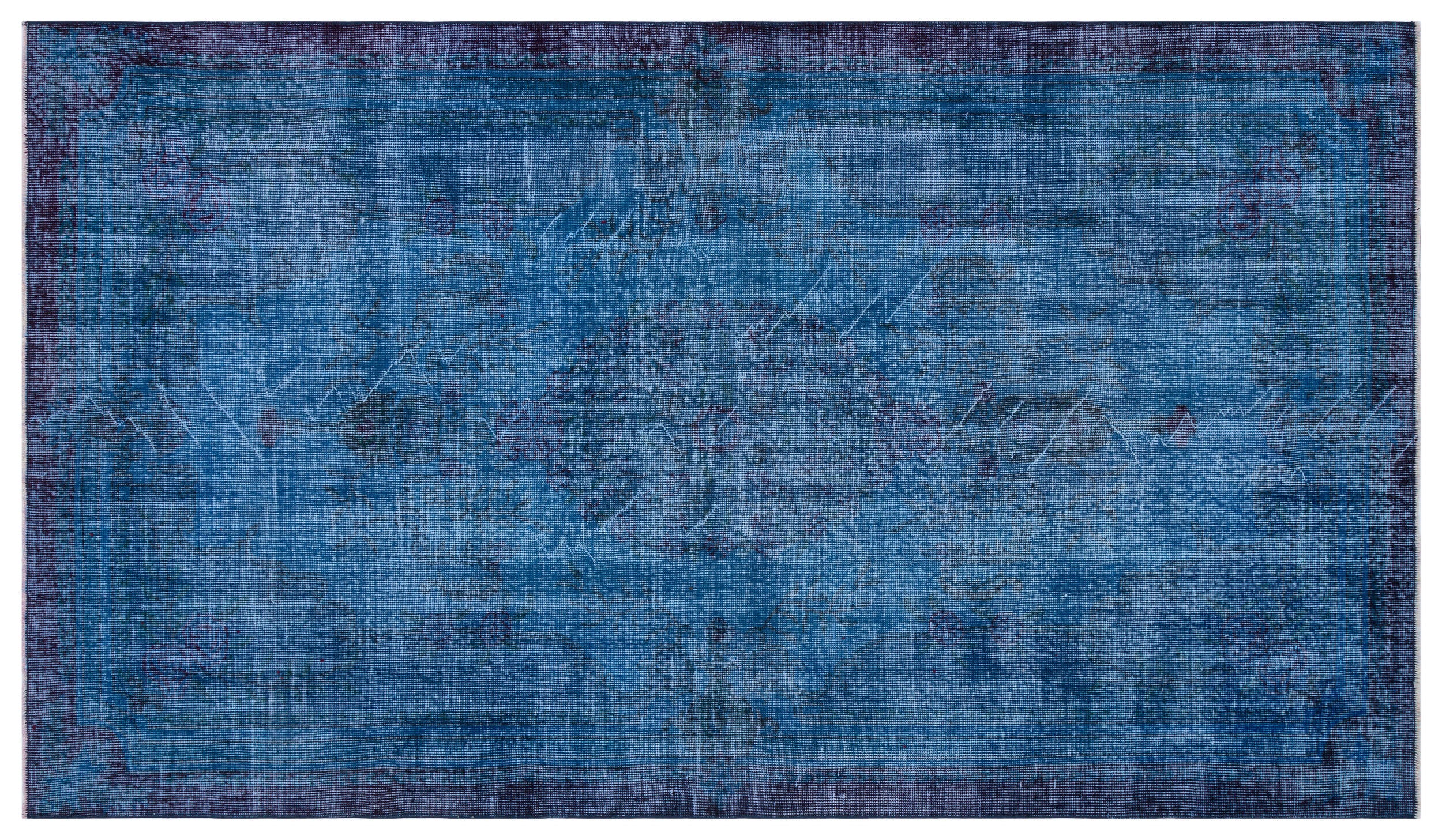 Traditional Design Blue Over Dyed Vintage Rug 4'9'' x 8'5'' ft 146 x 257 cm