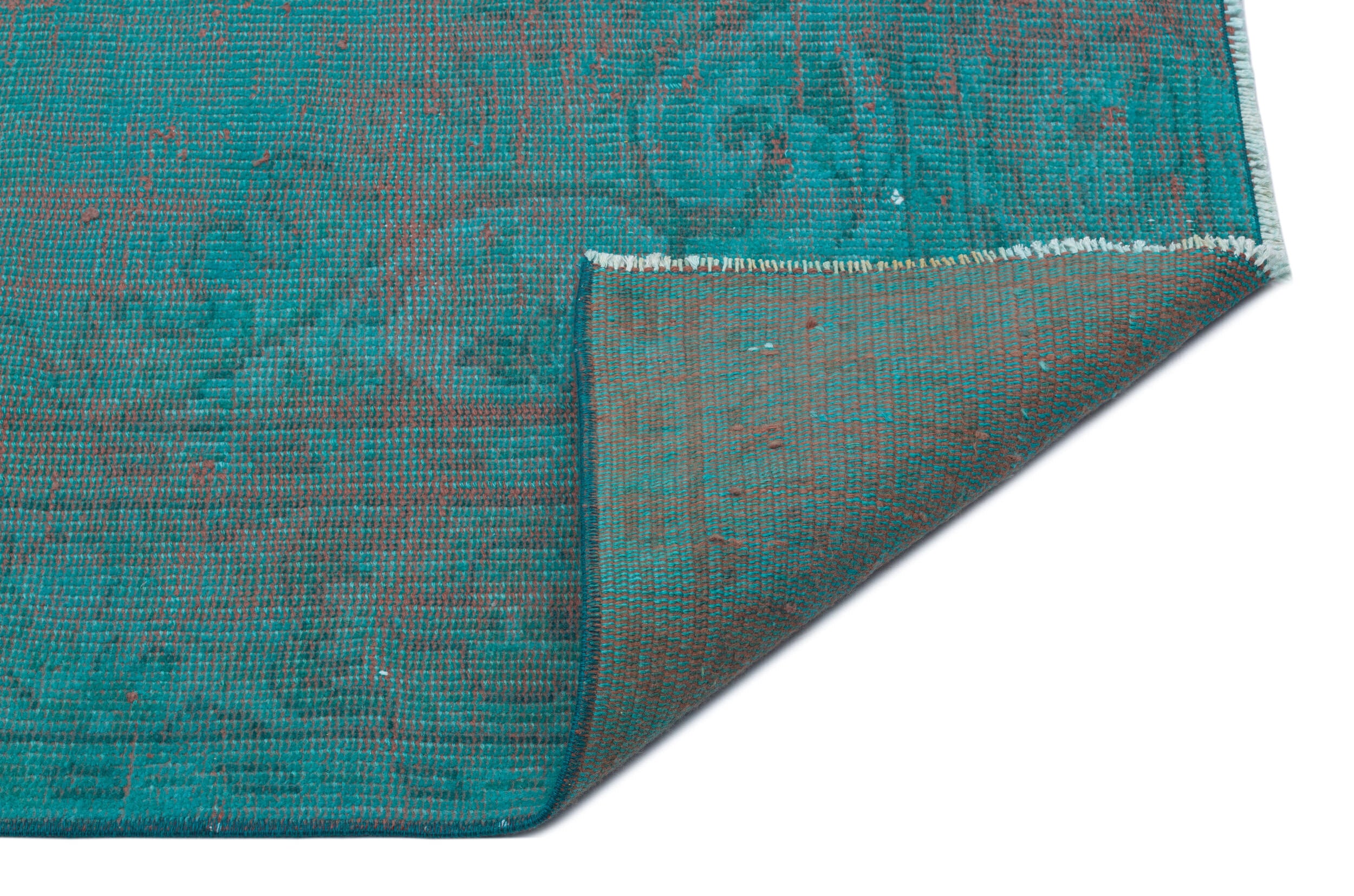Turquoise Over Dyed Vintage Rug 5'10'' x 9'4'' ft 179 x 285 cm
