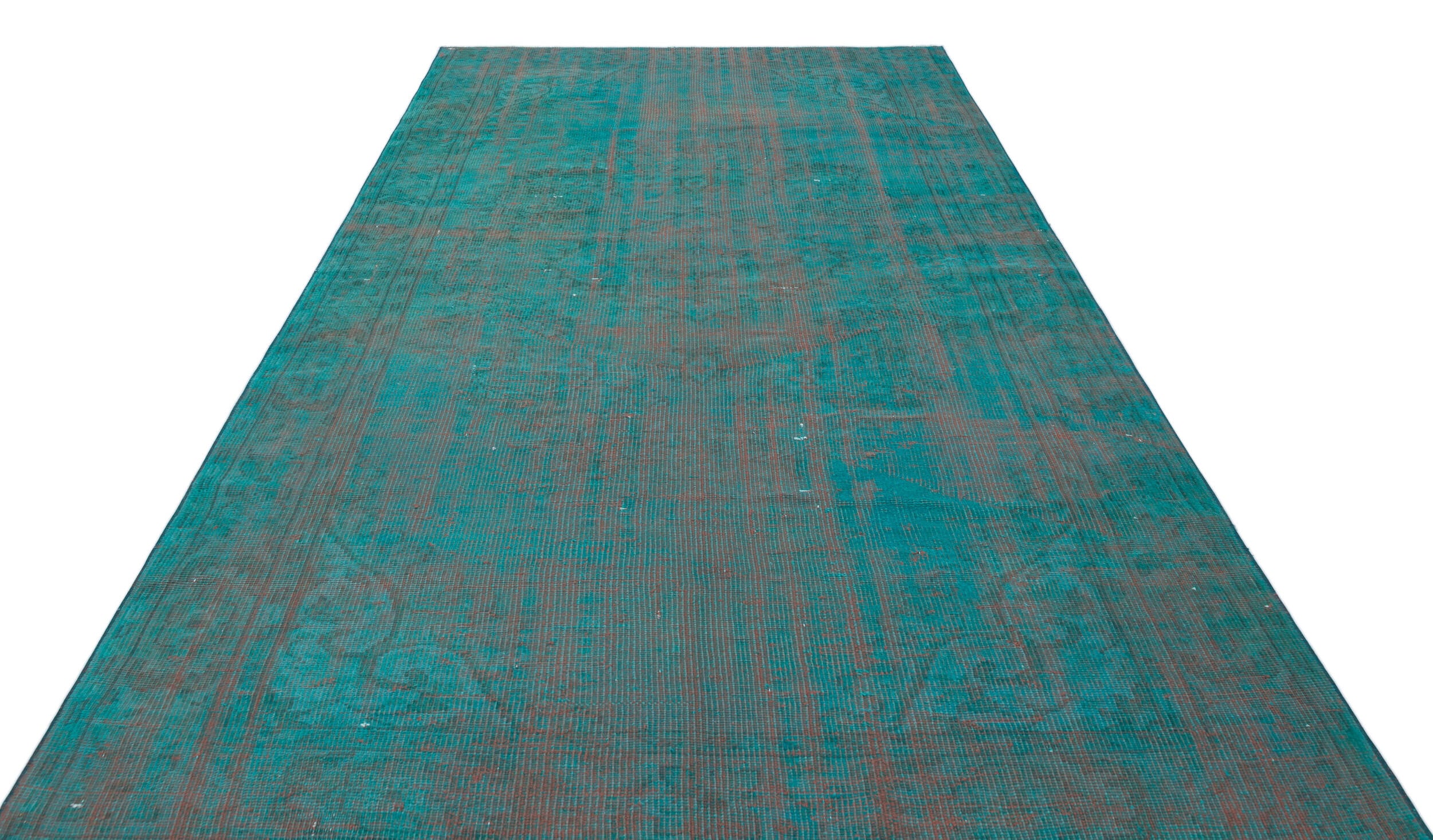Turquoise Over Dyed Vintage Rug 5'10'' x 9'4'' ft 179 x 285 cm