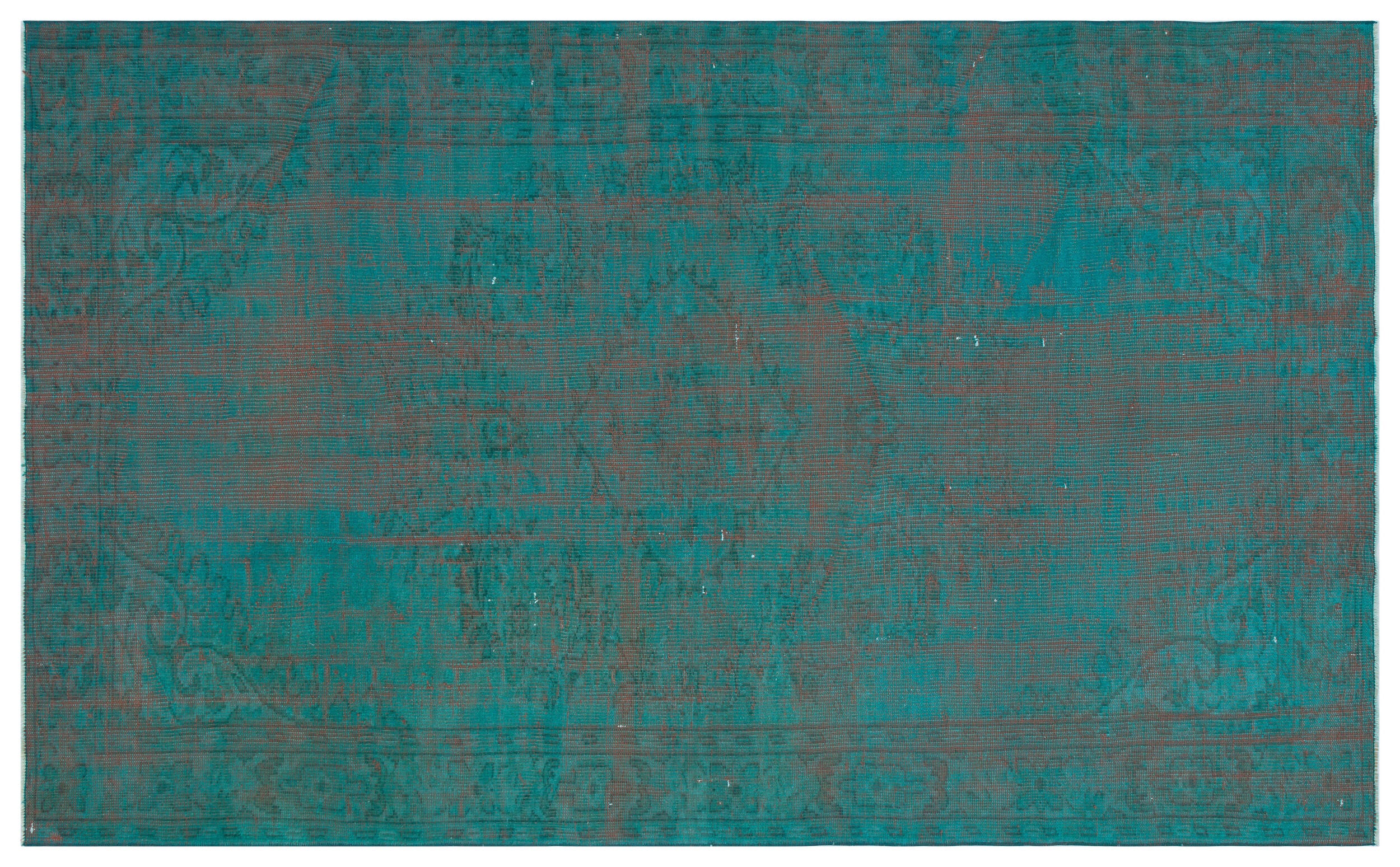 Turquoise Over Dyed Vintage Rug 5'10'' x 9'4'' ft 179 x 285 cm