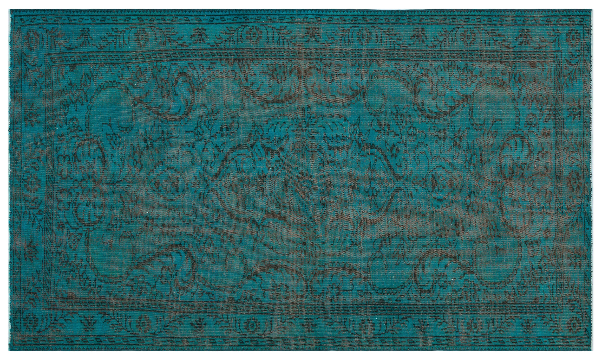 Traditional Design Blue Over Dyed Vintage Rug 4'11'' x 8'5'' ft 150 x 256 cm