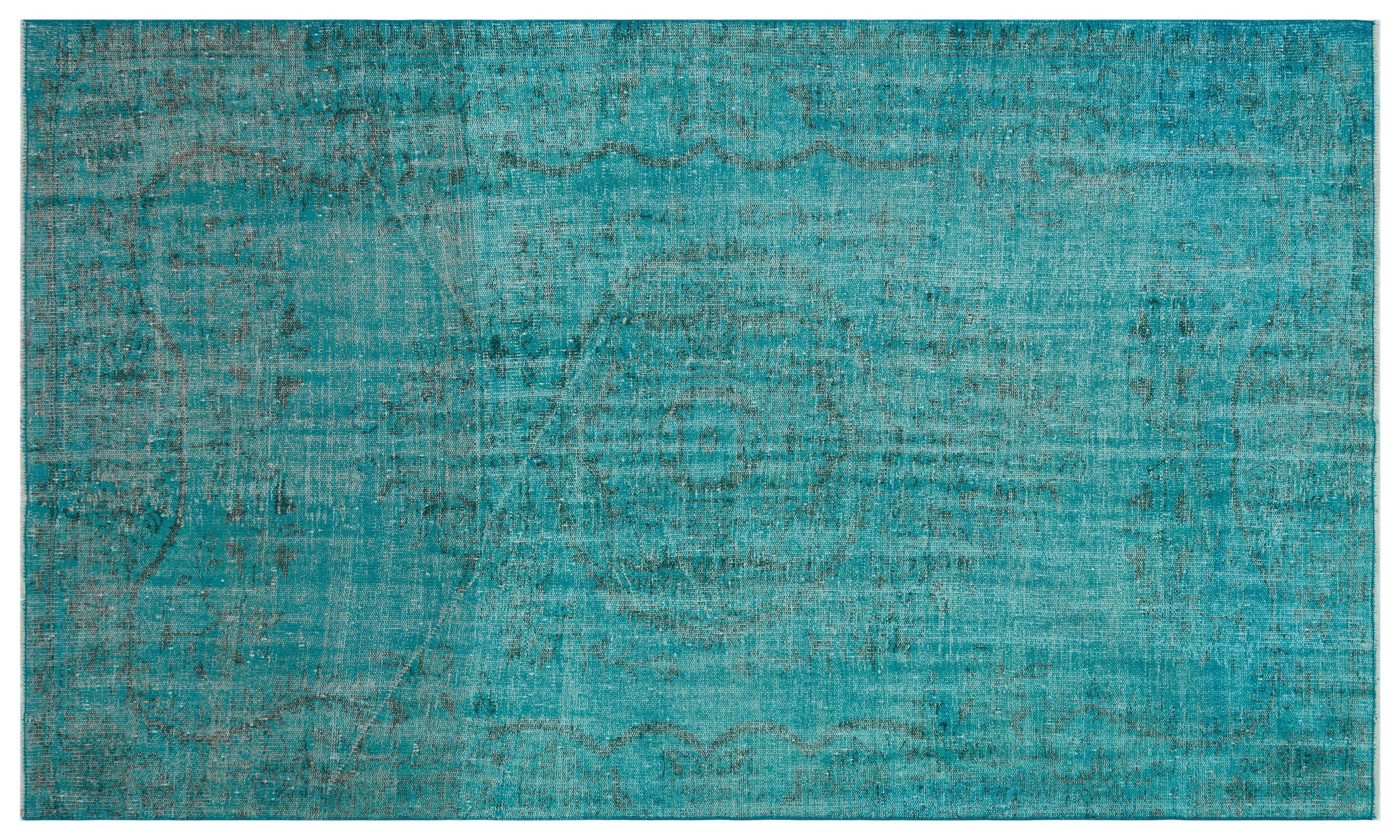 Turquoise Over Dyed Vintage Rug 5'10'' x 9'8'' ft 179 x 295 cm