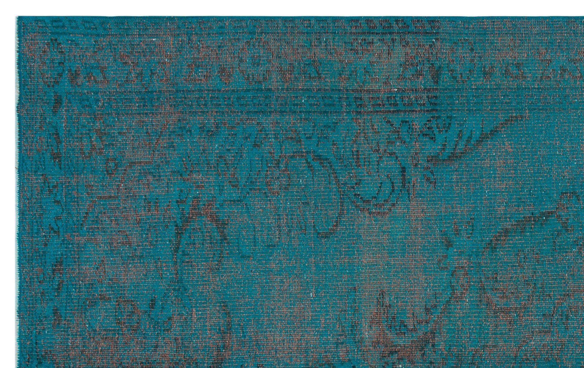 Traditional Design Turquoise Over Dyed Vintage Rug 5'6'' x 8'8'' ft 168 x 265 cm