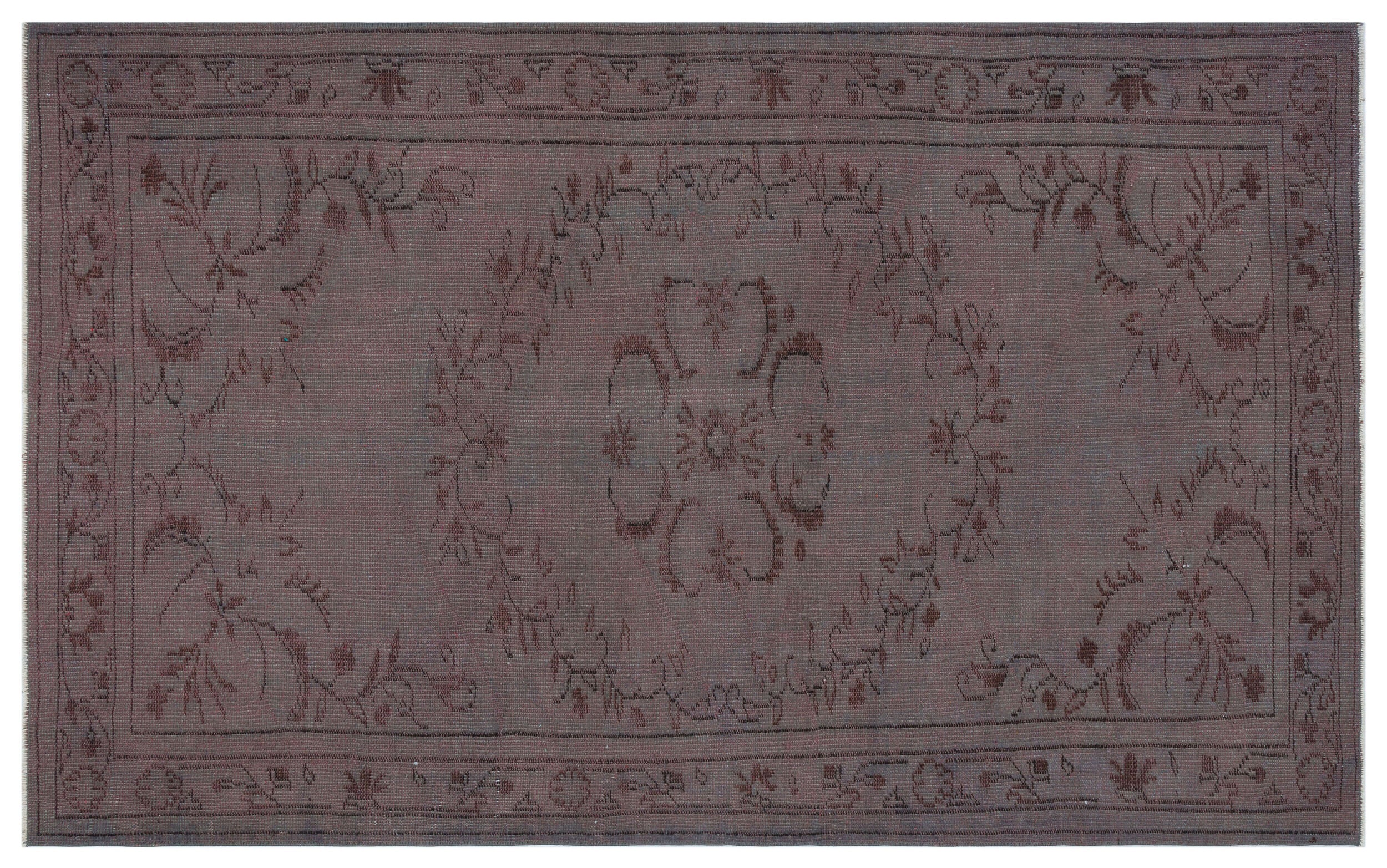 Gray Over Dyed Vintage Rug 5'0'' x 8'1'' ft 153 x 246 cm
