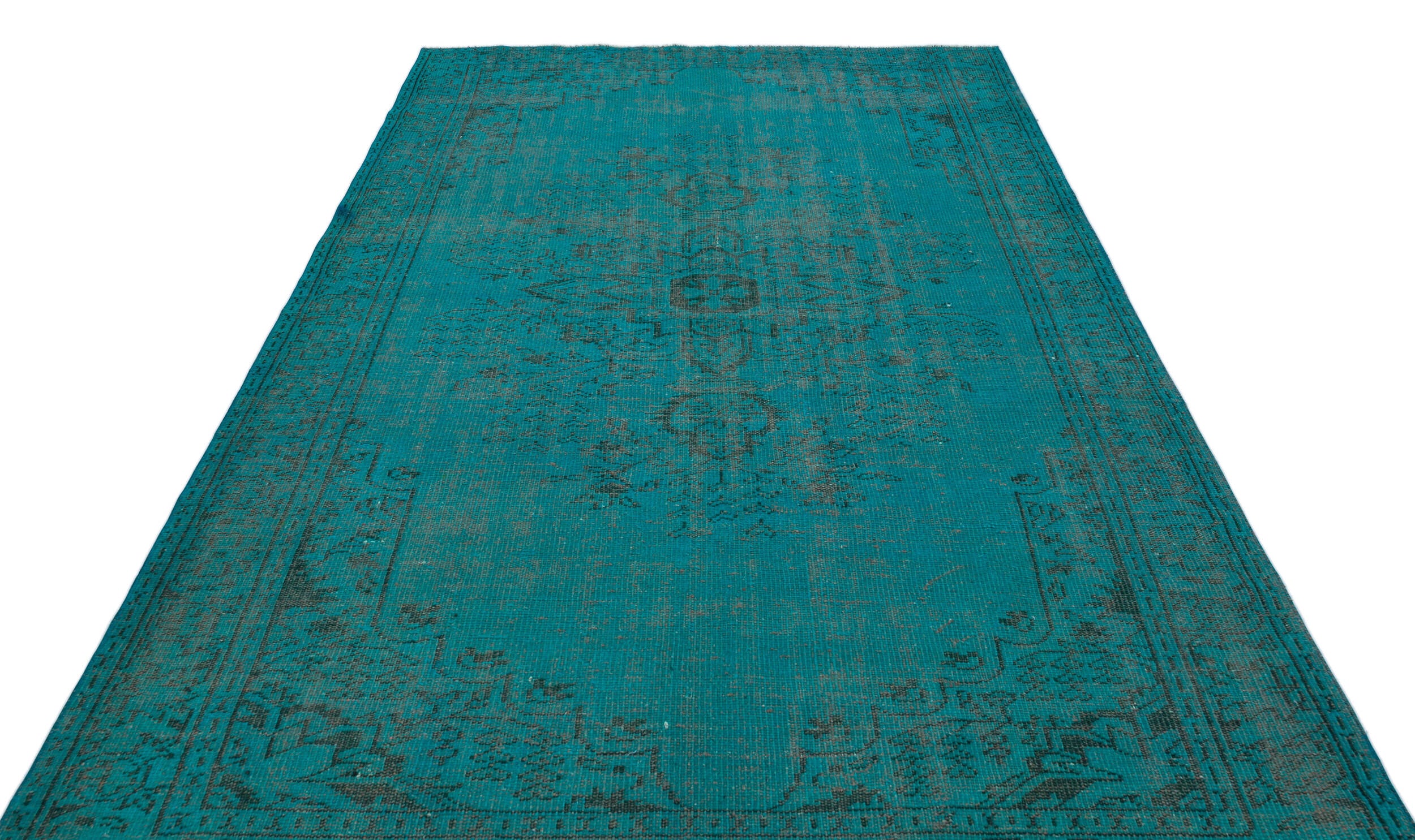 Turquoise Over Dyed Vintage Rug 5'11'' x 9'2'' ft 180 x 280 cm