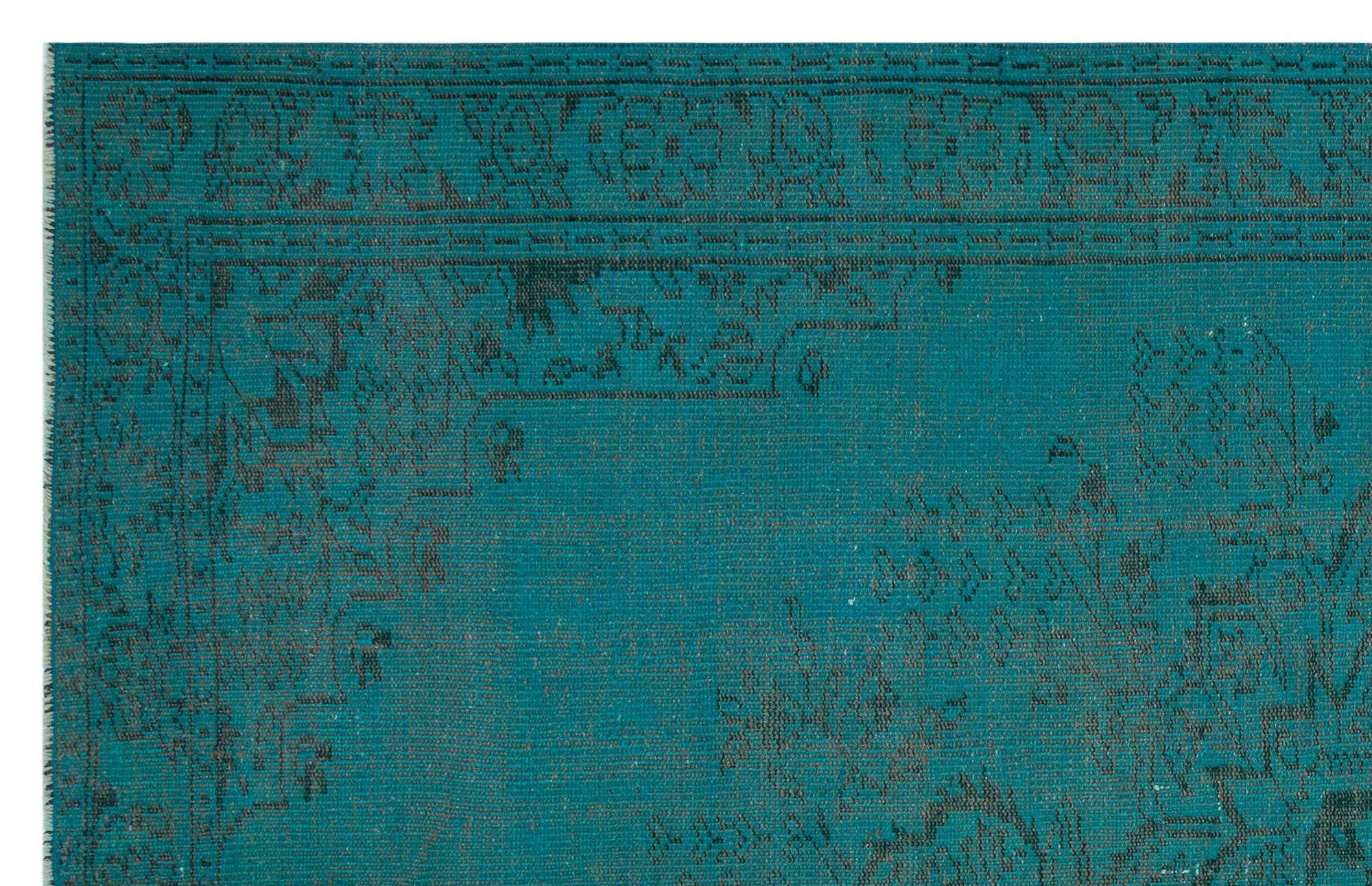 Turquoise Over Dyed Vintage Rug 5'11'' x 9'2'' ft 180 x 280 cm