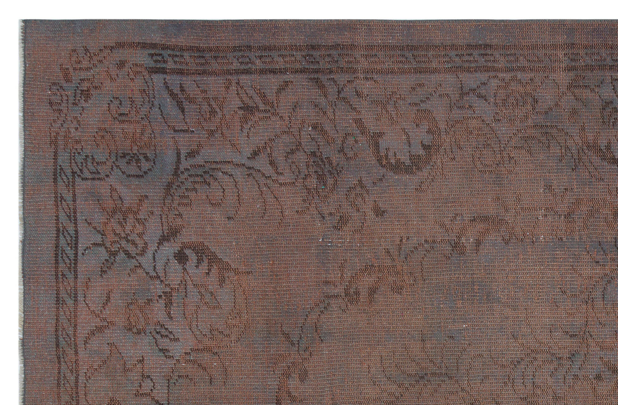 Brown Over Dyed Rug I Traditional Design Rug | Turkish Rug | Hand Weaving Rug | Bedroom Rug | Wool Rug | Vintage Rug | Tumbled Rug | Naturel Rug | Boho Rug I 5'9'' x 8'7'' ft 174 x 262 cm