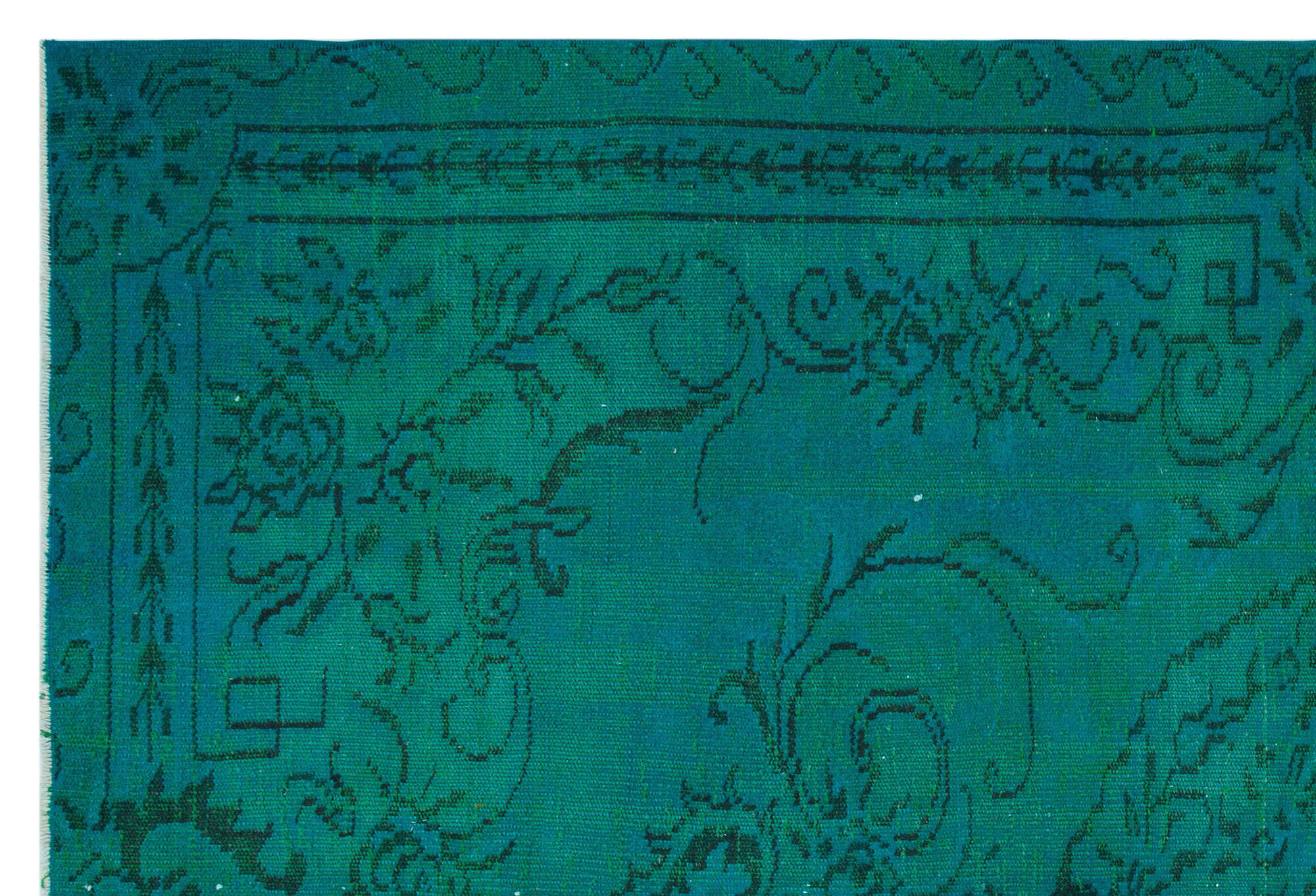 Traditional Design Turquoise Over Dyed Vintage Rug 5'10'' x 8'5'' ft 178 x 257 cm