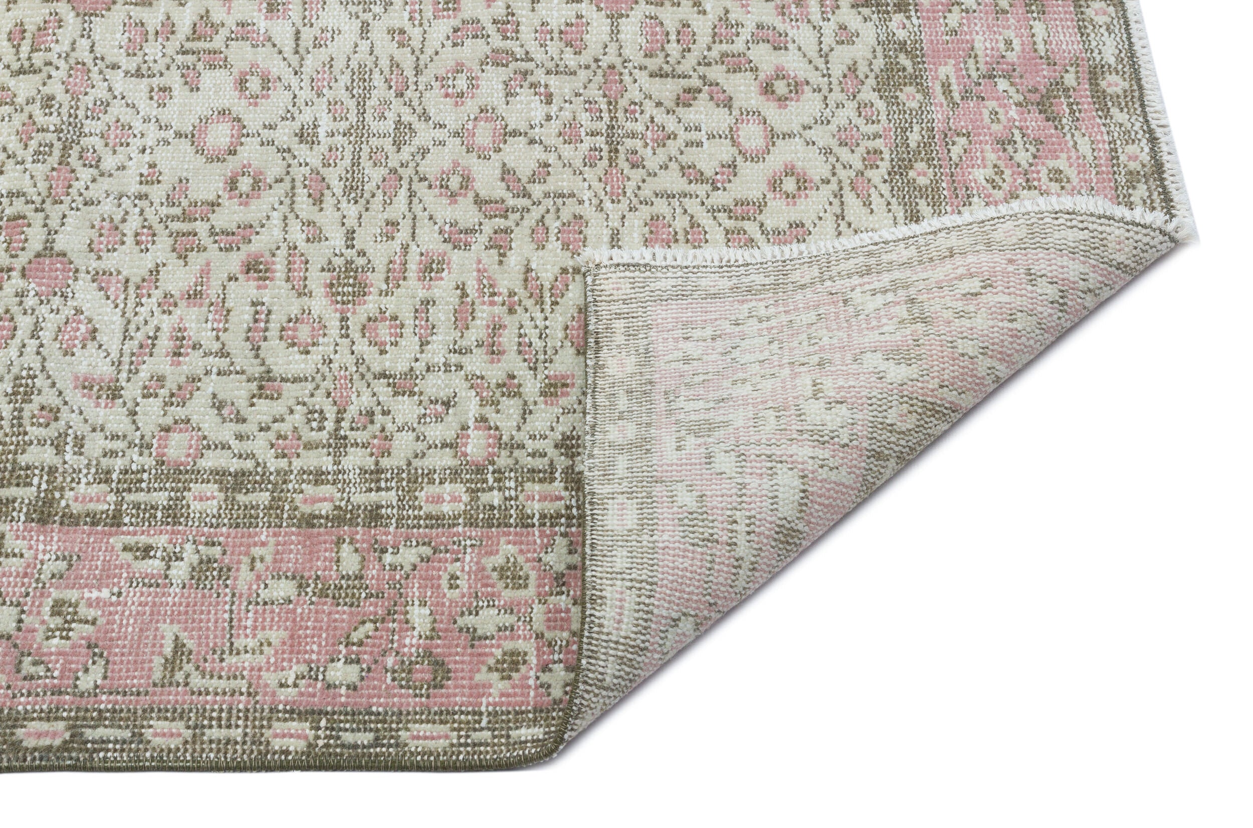 Beige Over Dyed Vintage Rug 5'0'' x 9'2'' ft 153 x 280 cm