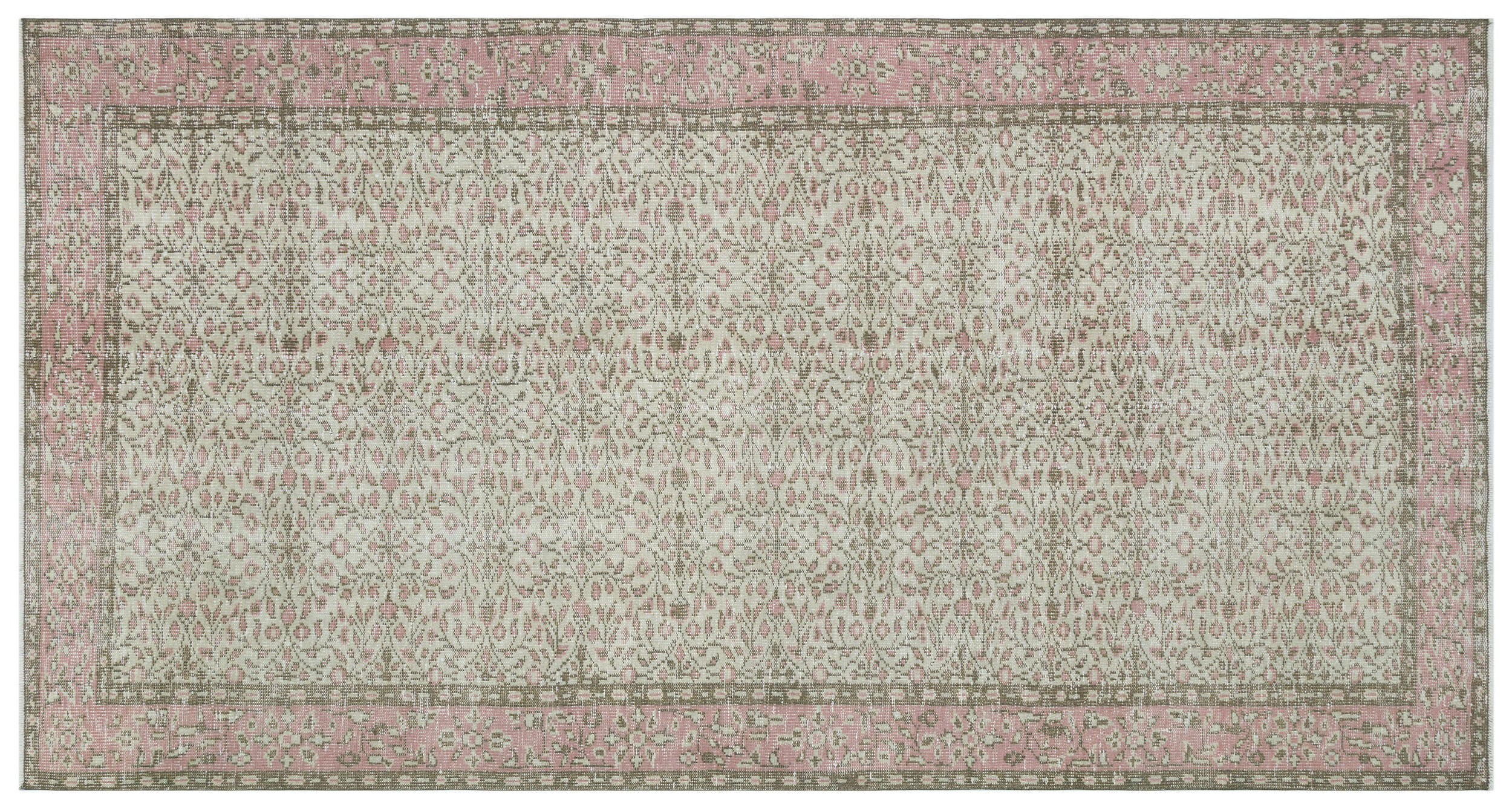 Beige Over Dyed Vintage Rug 5'0'' x 9'2'' ft 153 x 280 cm