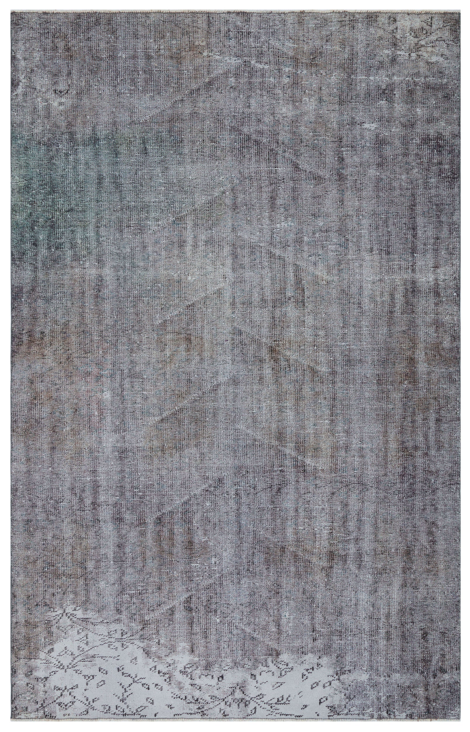 Gray Over Dyed Vintage Rug 6'2'' x 9'7'' ft 187 x 292 cm