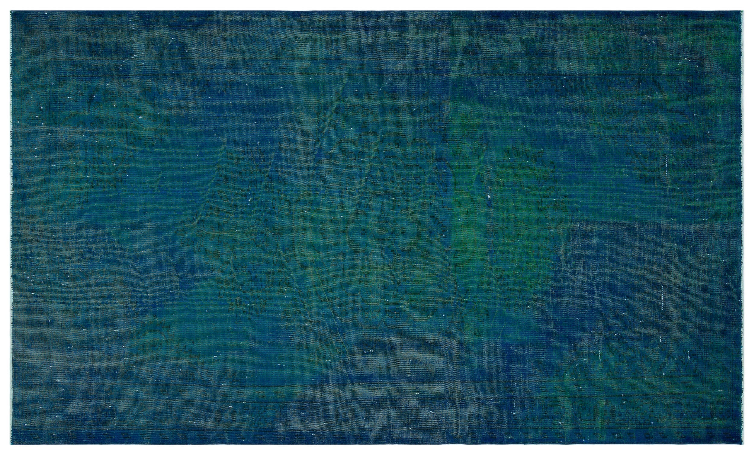 Traditional Design Indigo Blue Over Dyed Vintage Rug 5'5'' x 9'0'' ft 165 x 275 cm