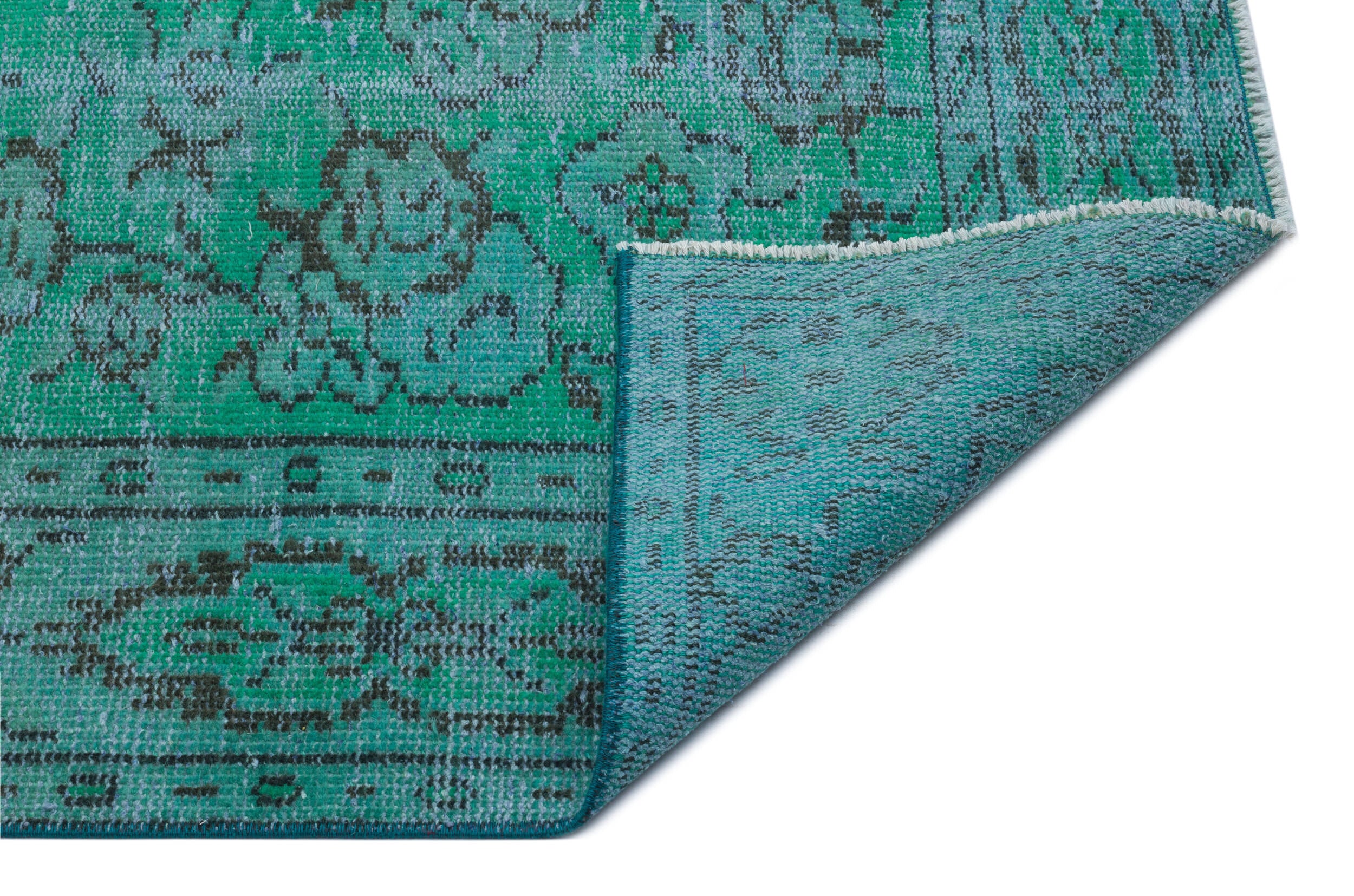 Turquoise Over Dyed Vintage Rug 5'10'' x 9'5'' ft 179 x 288 cm