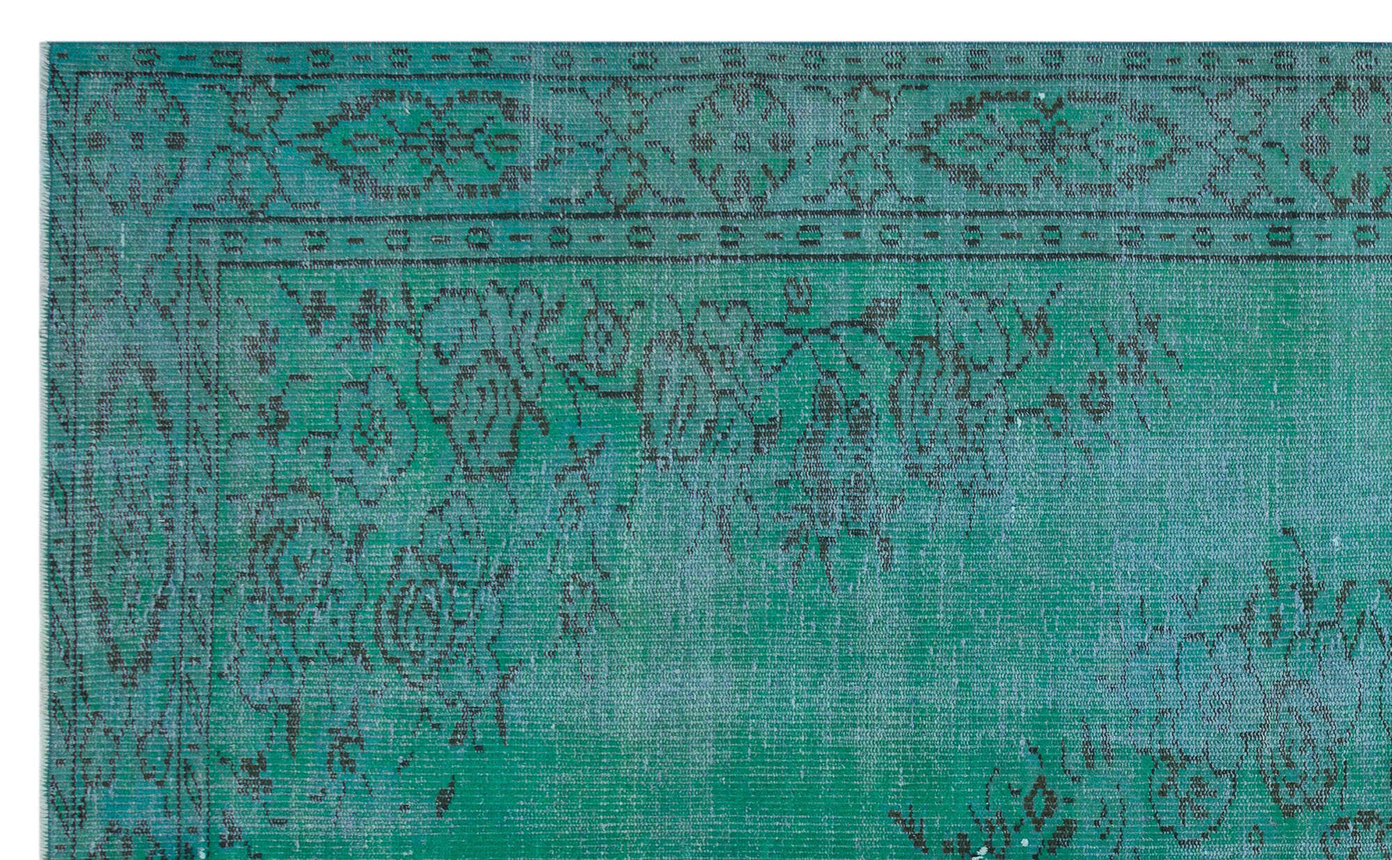 Turquoise Over Dyed Vintage Rug 5'10'' x 9'5'' ft 179 x 288 cm