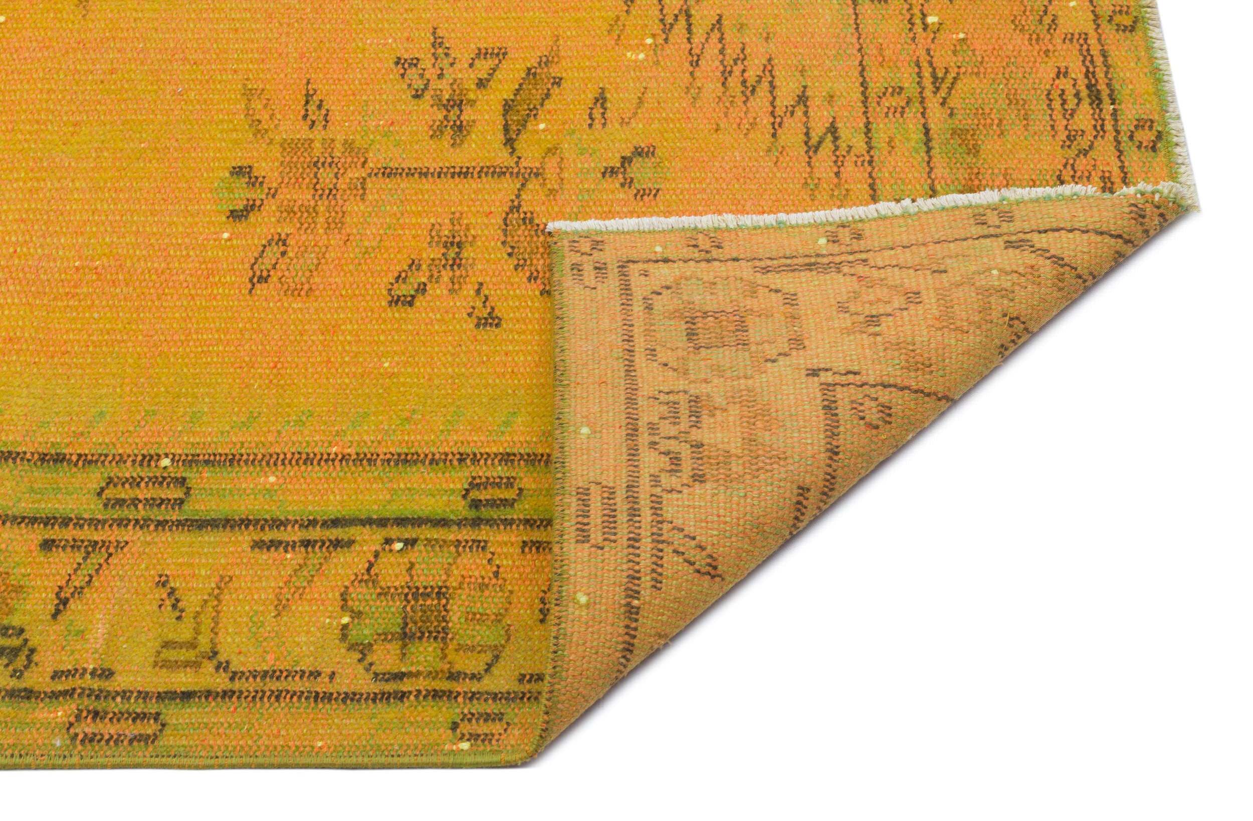 Yellow Over Dyed Vintage Rug 5'3'' x 8'3'' ft 160 x 252 cm