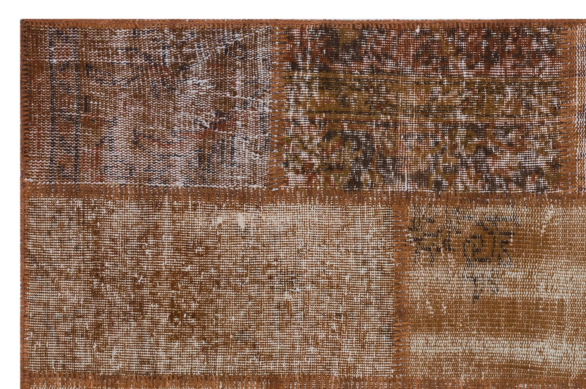 Brown Over Dyed Patchwork Unique Rug 3'11'' x 5'11'' ft 120 x 180 cm