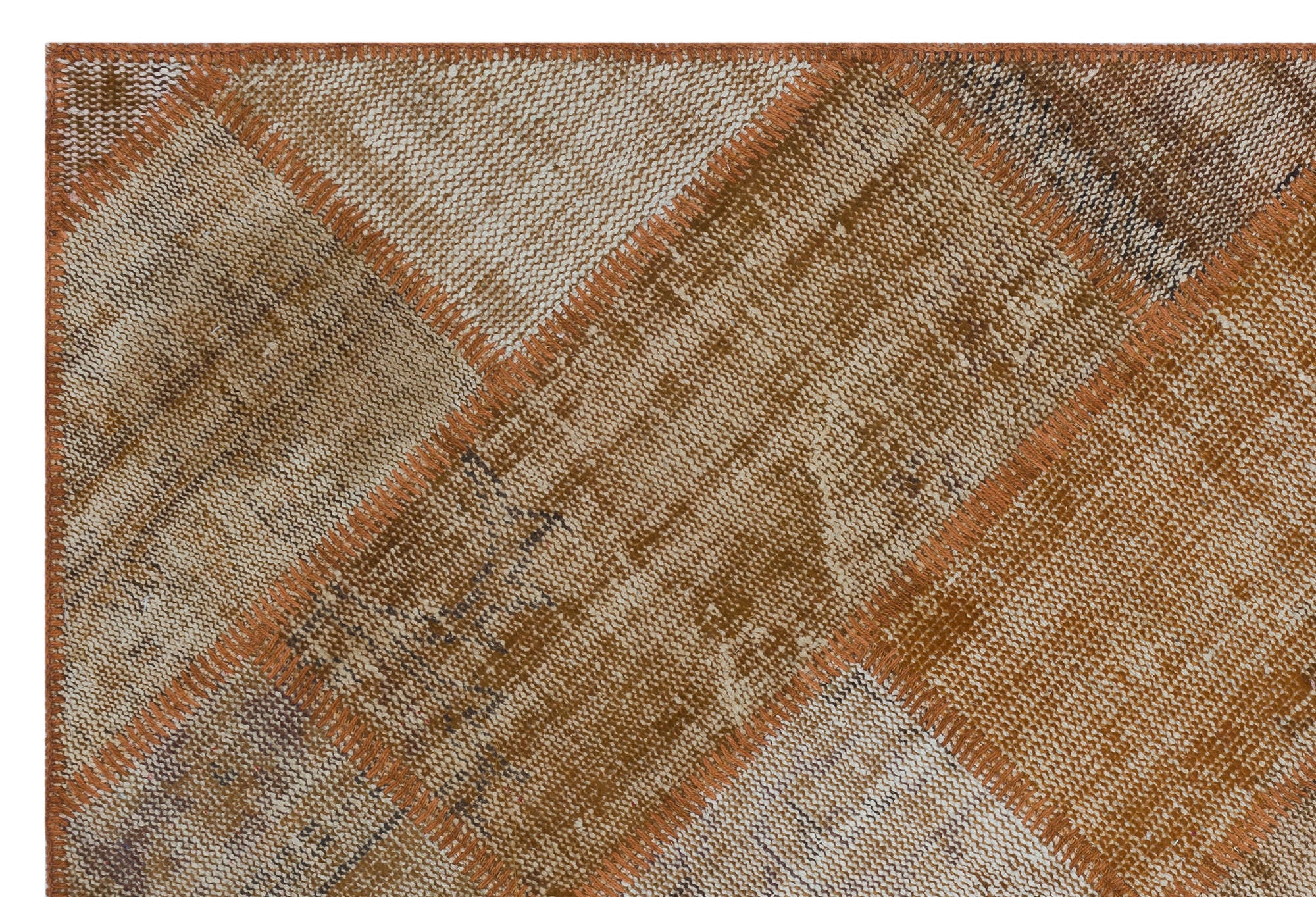 Brown Over Dyed Patchwork Unique Rug 3'11'' x 5'11'' ft 120 x 180 cm