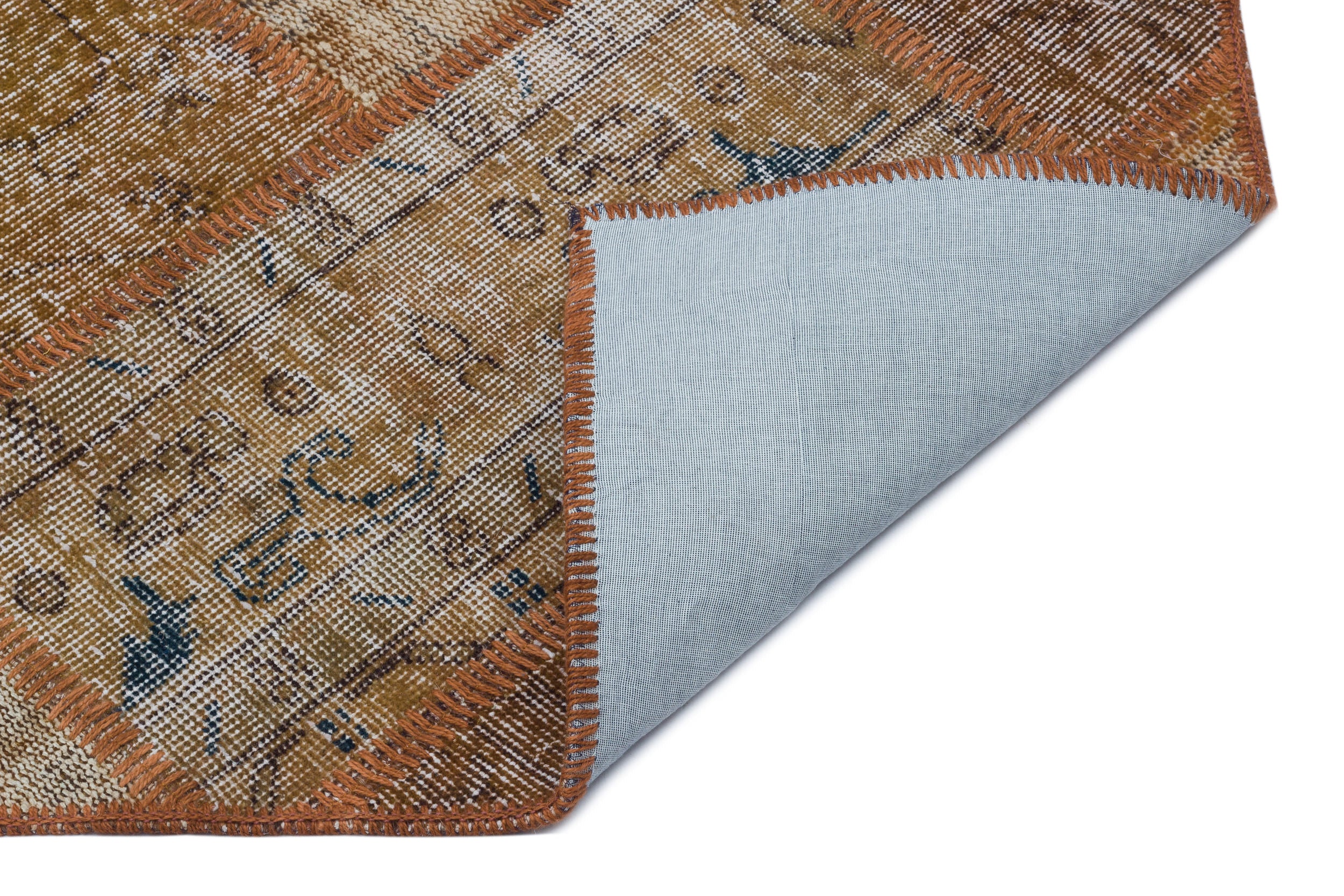 Brown Over Dyed Patchwork Unique Rug 5'3'' x 7'7'' ft 160 x 230 cm