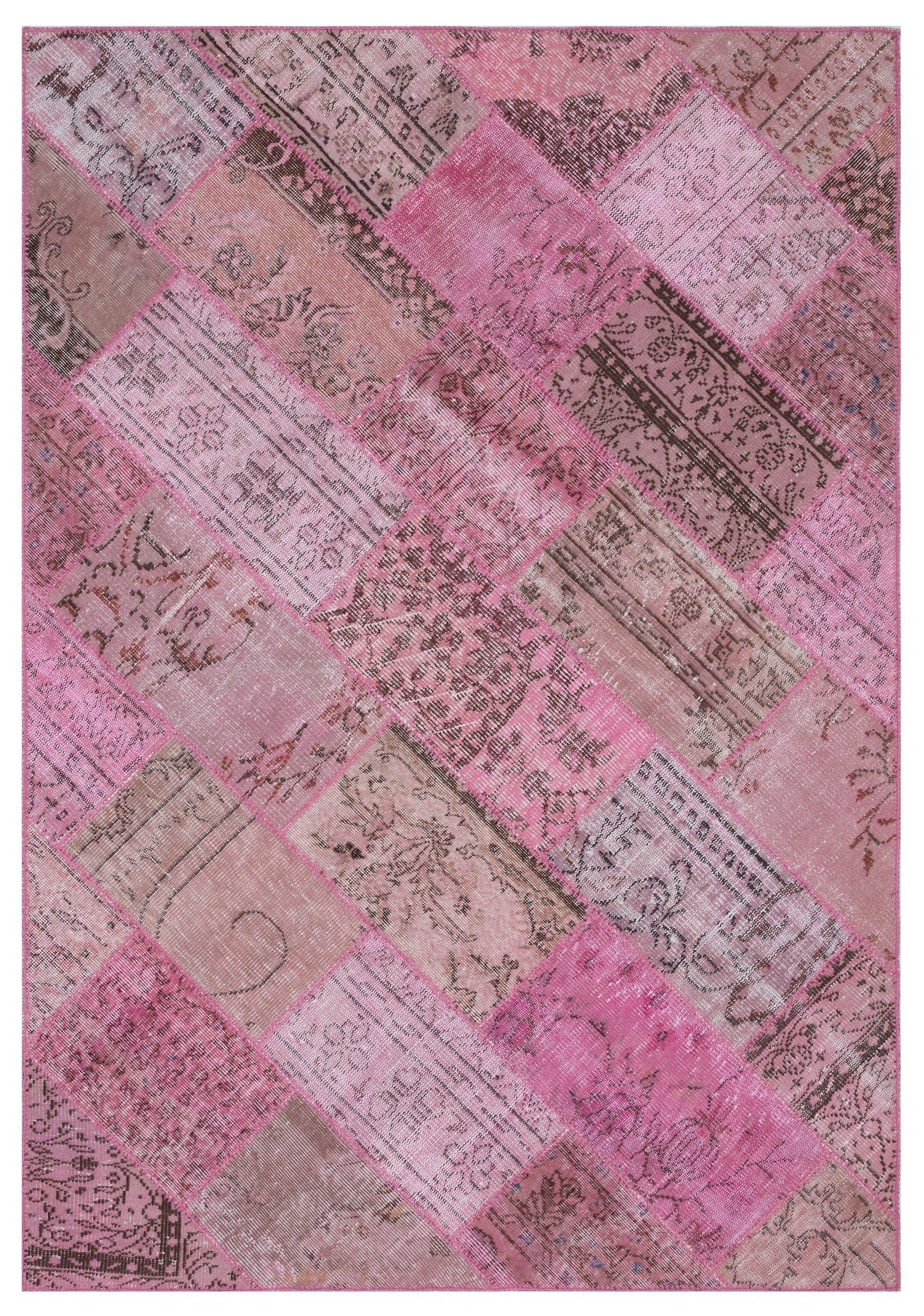Pink Over Dyed Patchwork Unique Rug 5'3'' x 7'7'' ft 160 x 230 cm